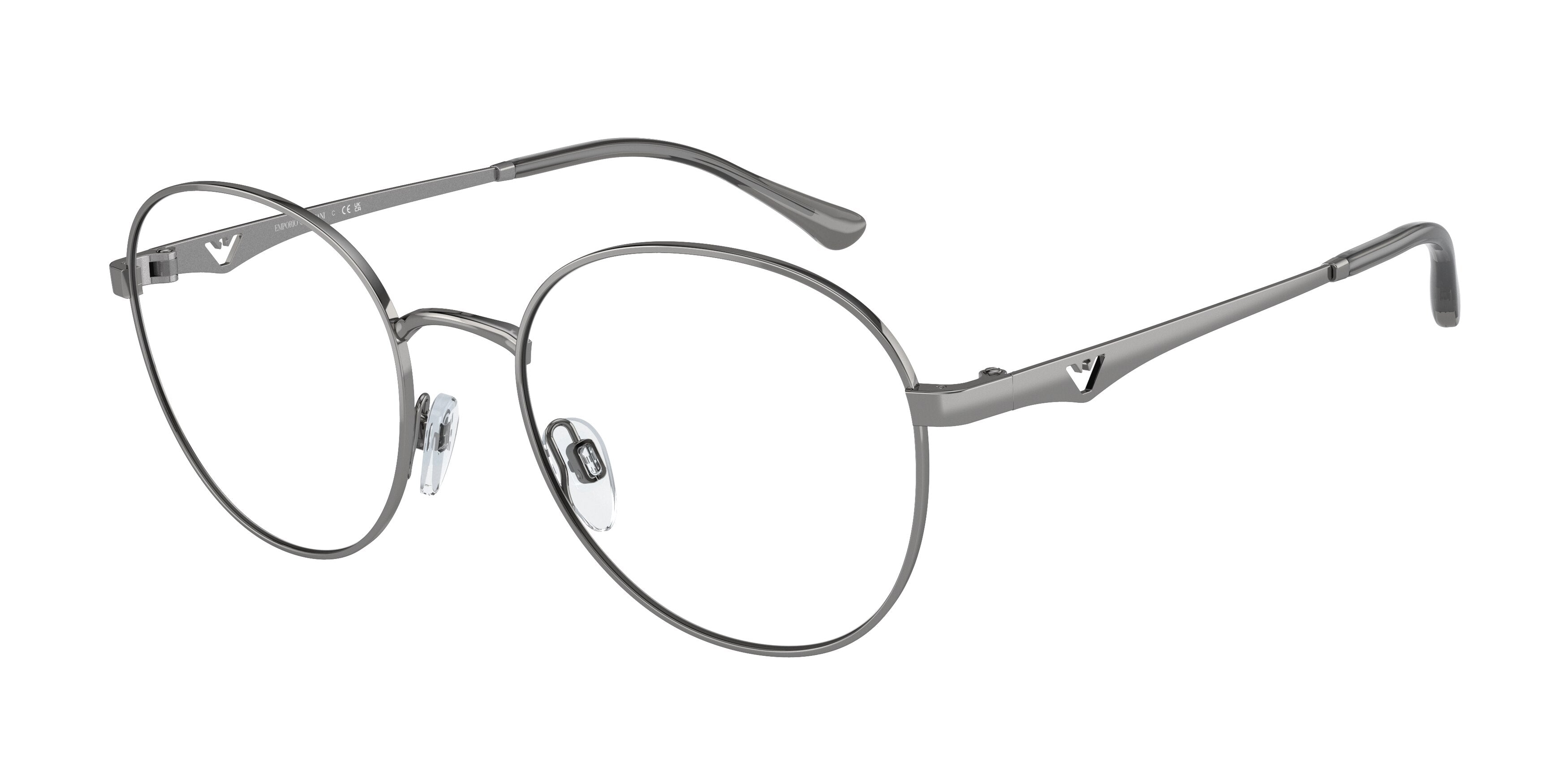 Emporio Armani EA1144 Pillow Eyeglasses 3010-Shiny Gunmetal 52-140-19 - Color Map Grey