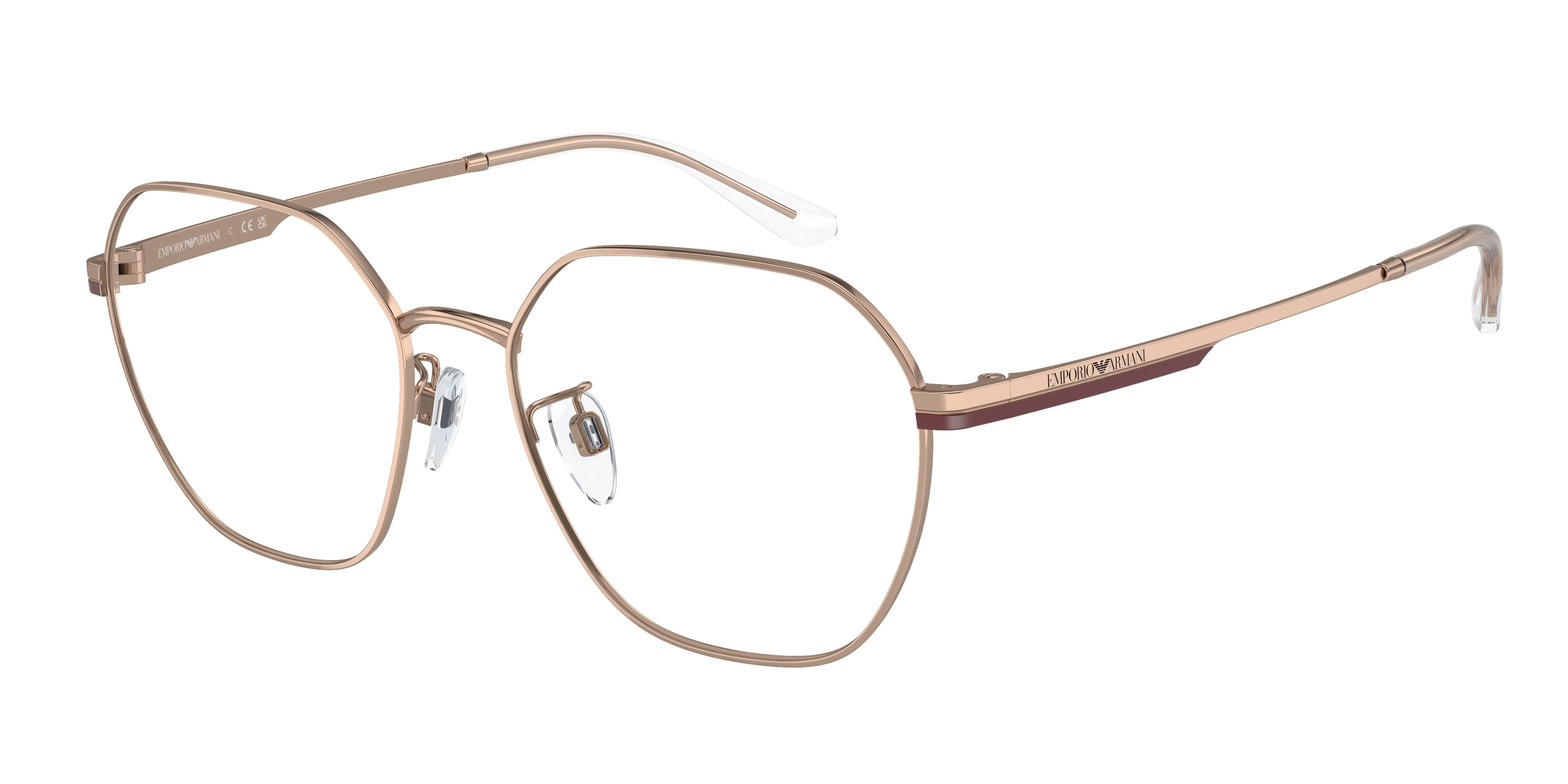 Emporio Armani EA1145D Round Eyeglasses 3011-Shiny Rose Gold 55-145-17 - Color Map Gold