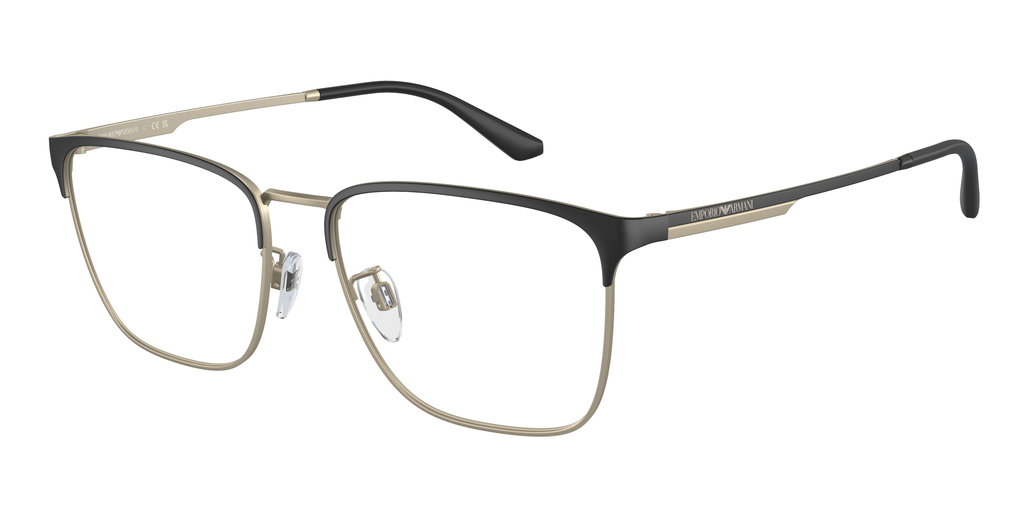 Emporio Armani EA1146D Pillow Eyeglasses 3001-Matte Black/Pale Gold 56-145-17 - Color Map Black