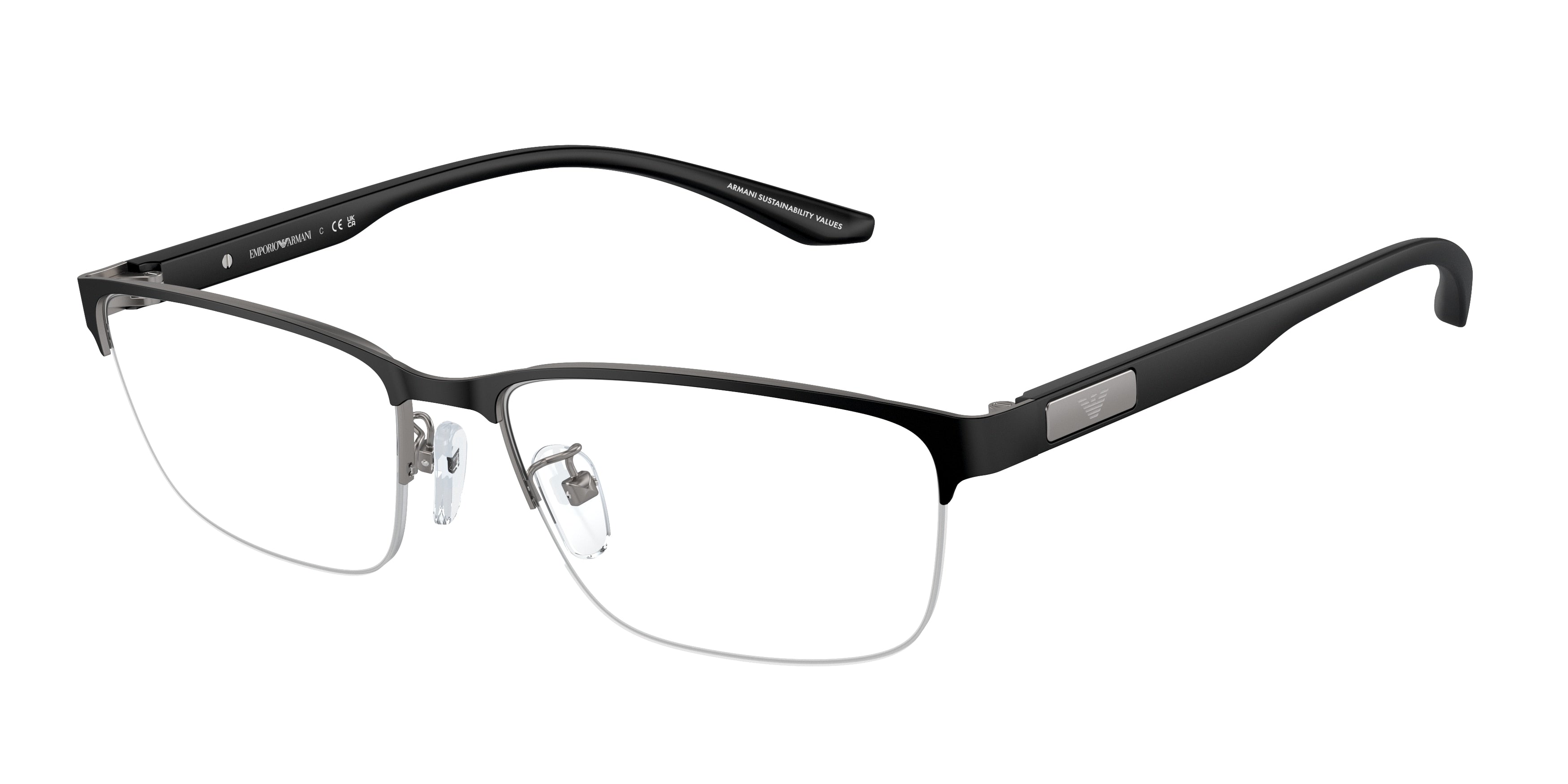 Emporio Armani EA1147 Pillow Eyeglasses 3365-Matte Gunmetal/Black 57-145-17 - Color Map Grey