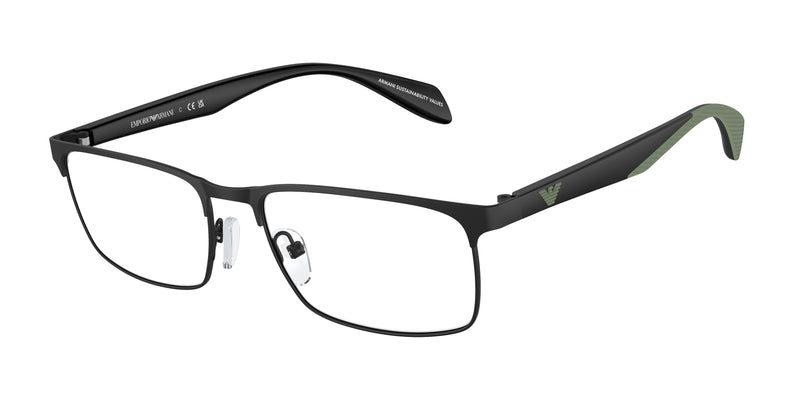 Emporio Armani EA1149 Rectangle Eyeglasses 3001-Matte Black 56-145-17 - Color Map Black