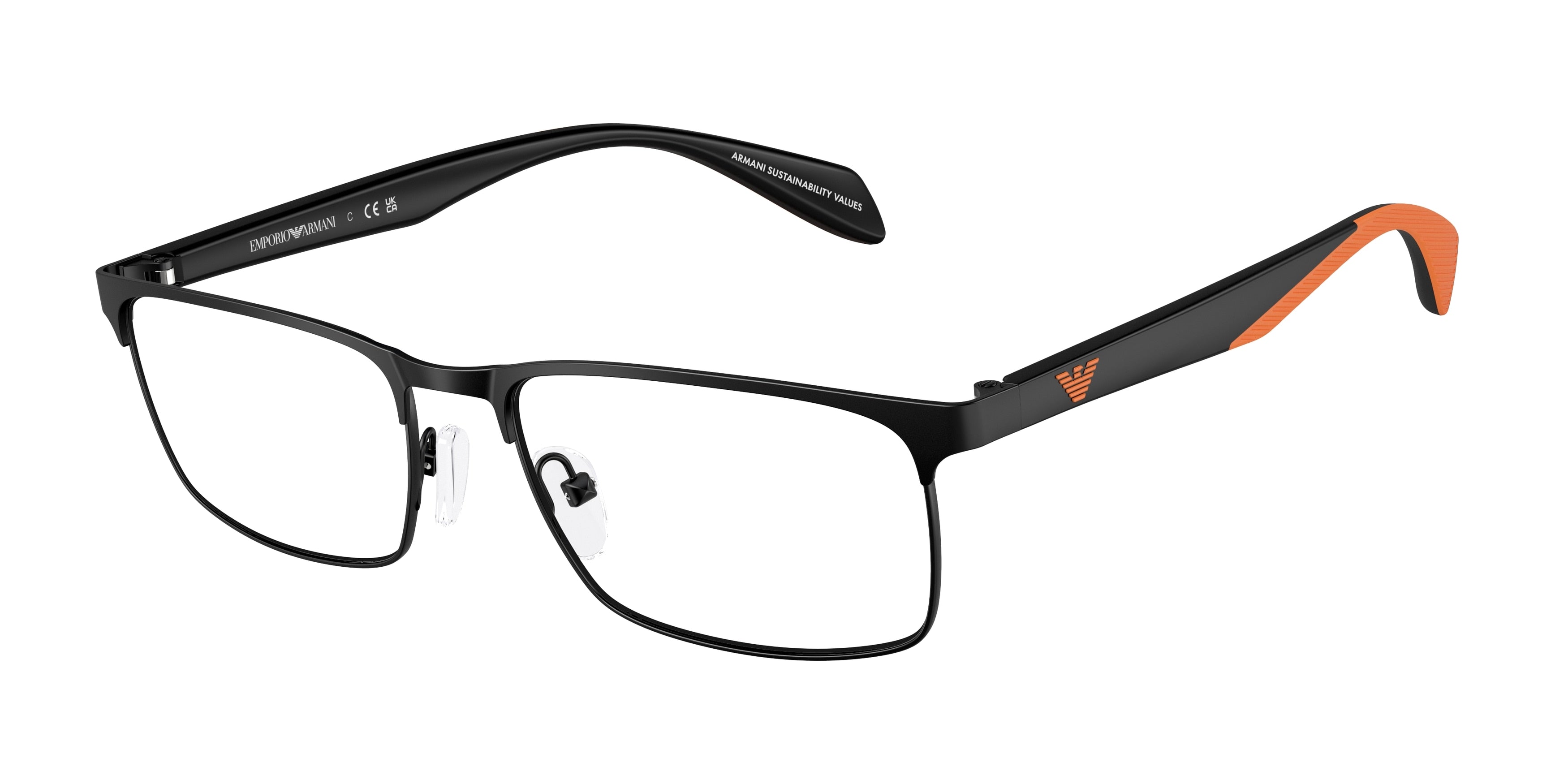 Emporio Armani EA1149 Rectangle Eyeglasses 3226-Matte Black 56-145-17 - Color Map Black