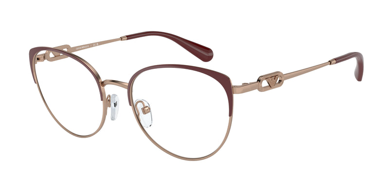 Emporio Armani EA1150 Cat Eye Eyeglasses 3268-Shiny Rose Gold/Bordeaux 53-140-18 - Color Map Gold