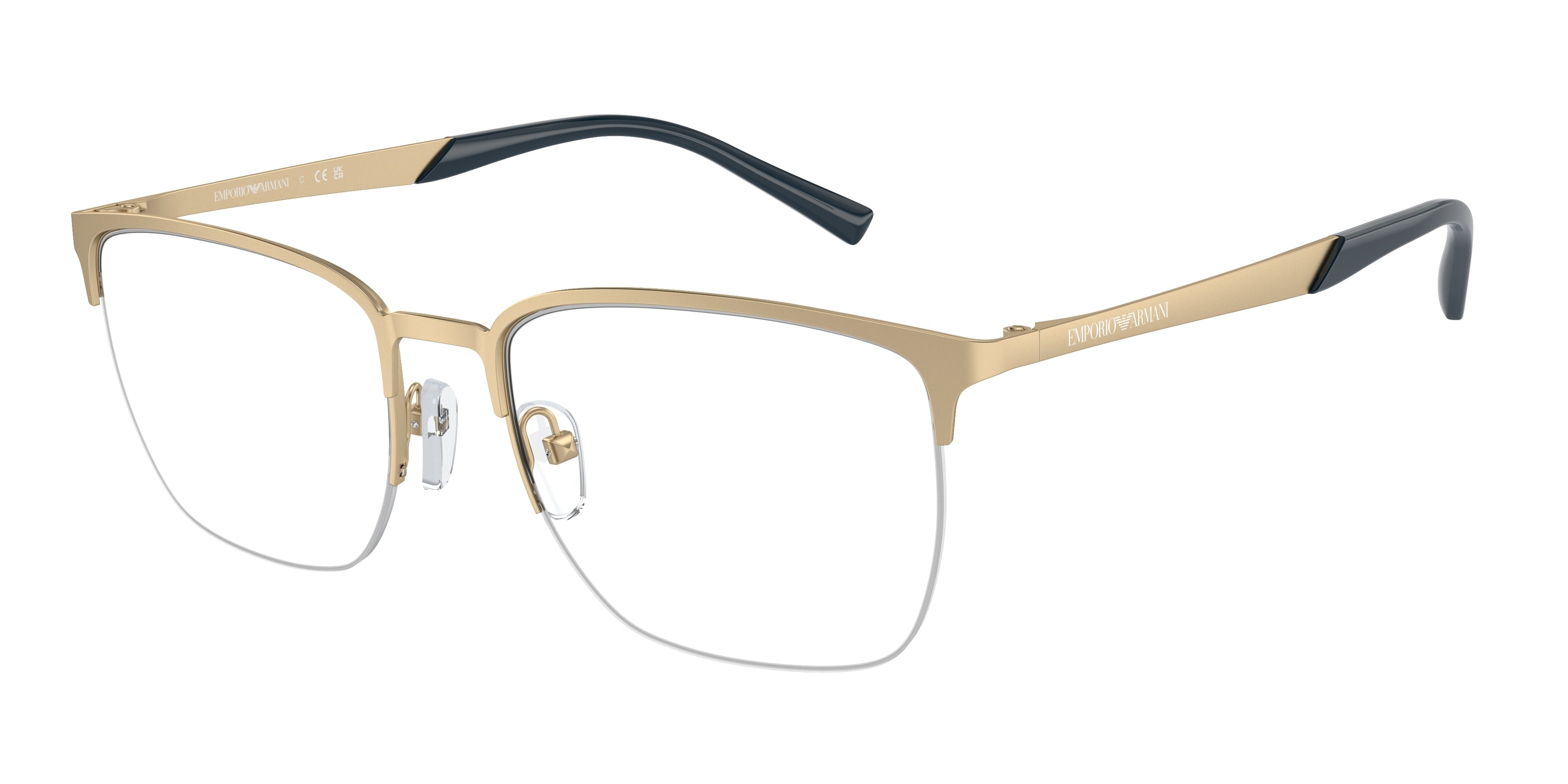 Emporio Armani EA1151 Pillow Eyeglasses 3002-Matte Pale Gold 56-145-19 - Color Map Gold