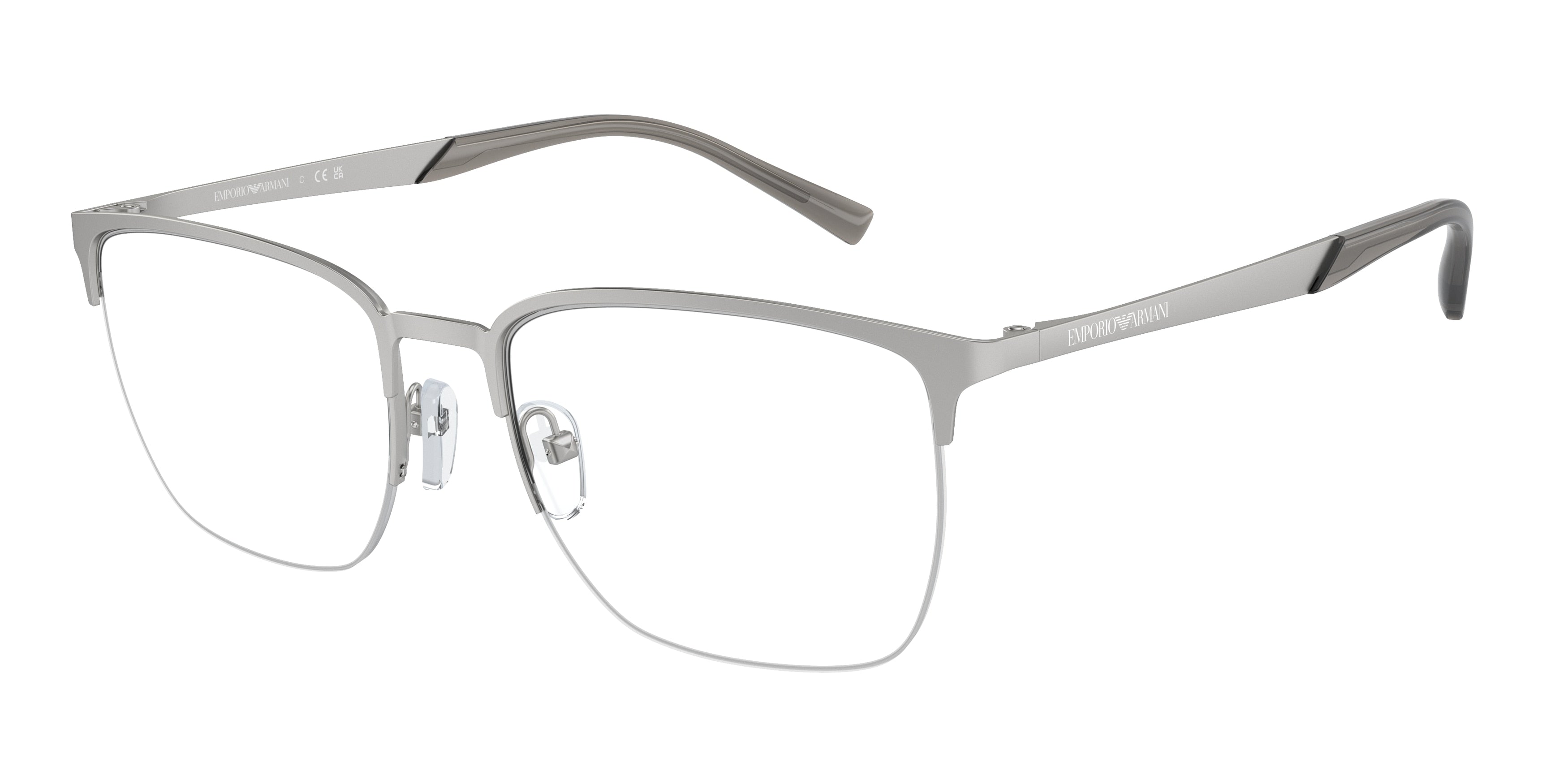 Emporio Armani EA1151 Pillow Eyeglasses 3045-Matte Silver 56-145-19 - Color Map Silver