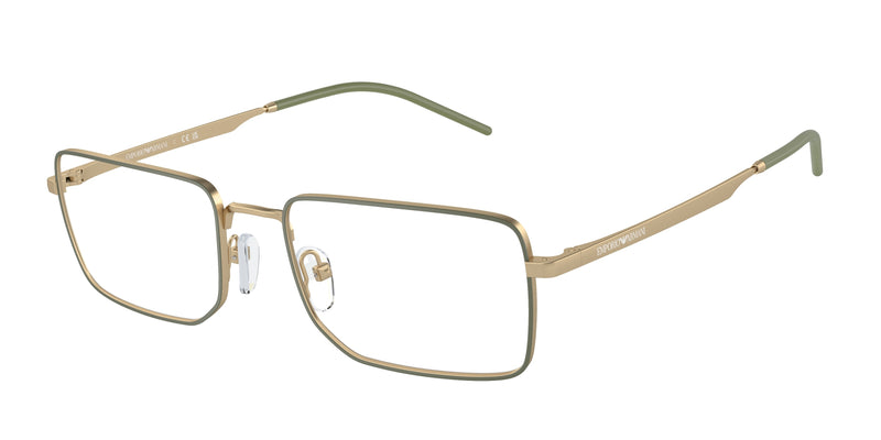Emporio Armani EA1153 Rectangle Eyeglasses 3002-Matte Gold 56-145-19 - Color Map Gold