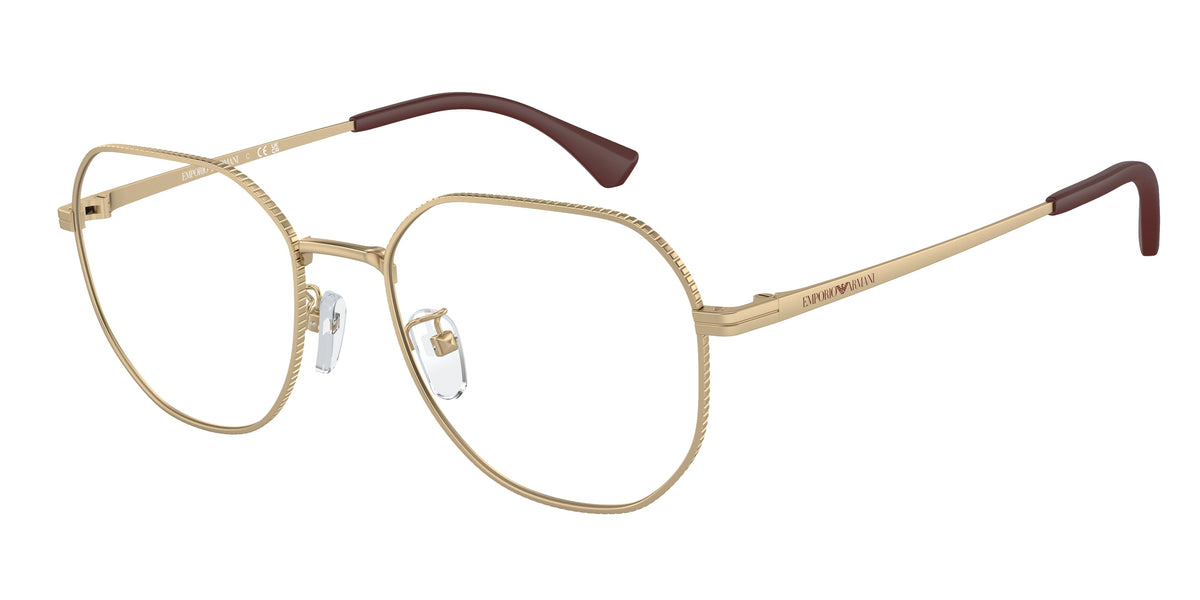 Emporio Armani EA1154D Round Eyeglasses 3371-Matte Pale Gold 54-145-19 - Color Map Gold