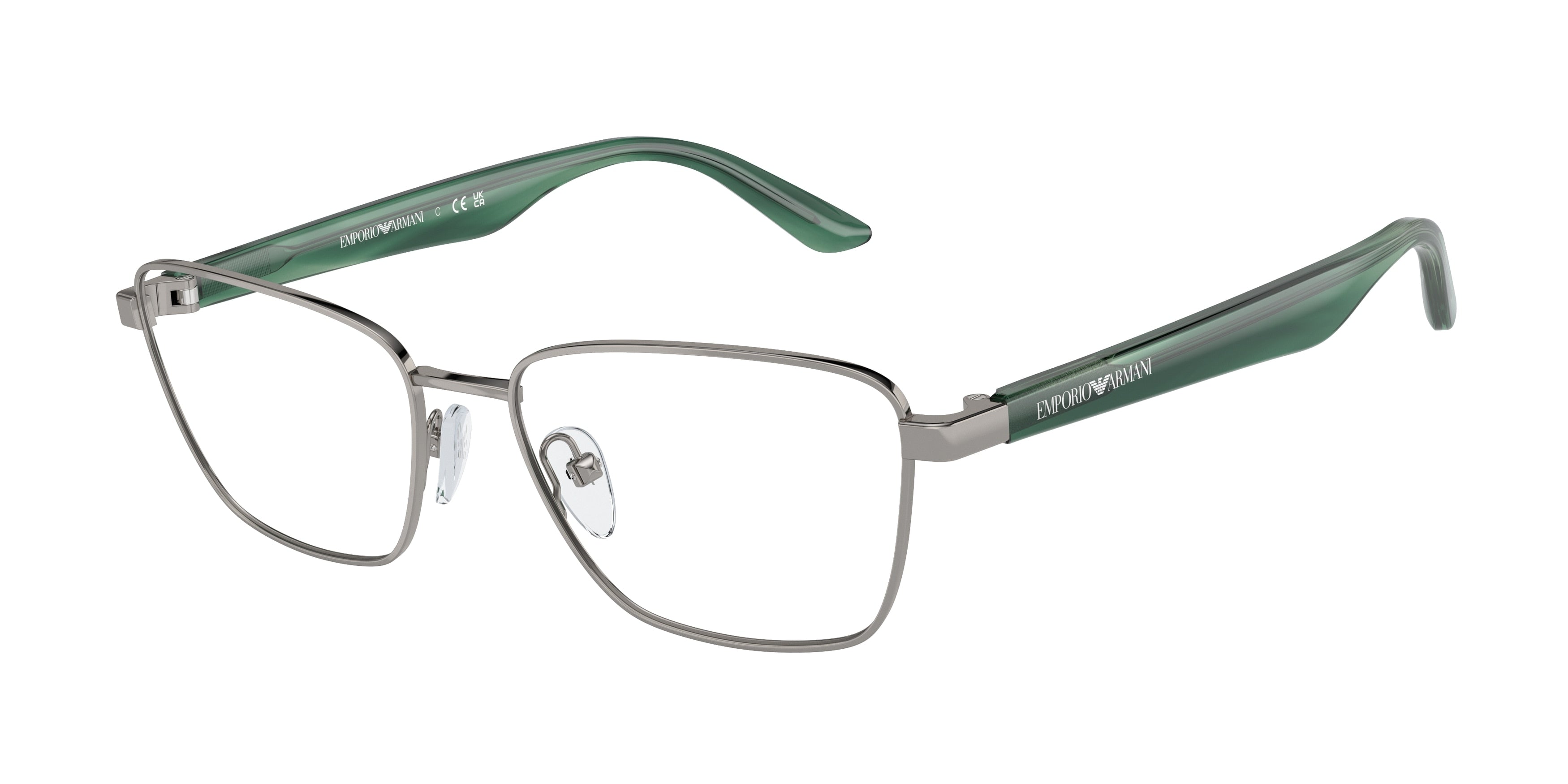 Emporio Armani EA1156 Irregular Eyeglasses 3010-Shiny Gunmetal 52-140-16 - Color Map Grey