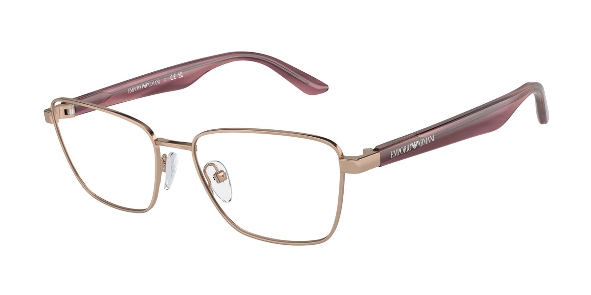 Emporio Armani EA1156 Irregular Eyeglasses 3011-Shiny Rose Gold 52-140-16 - Color Map Gold