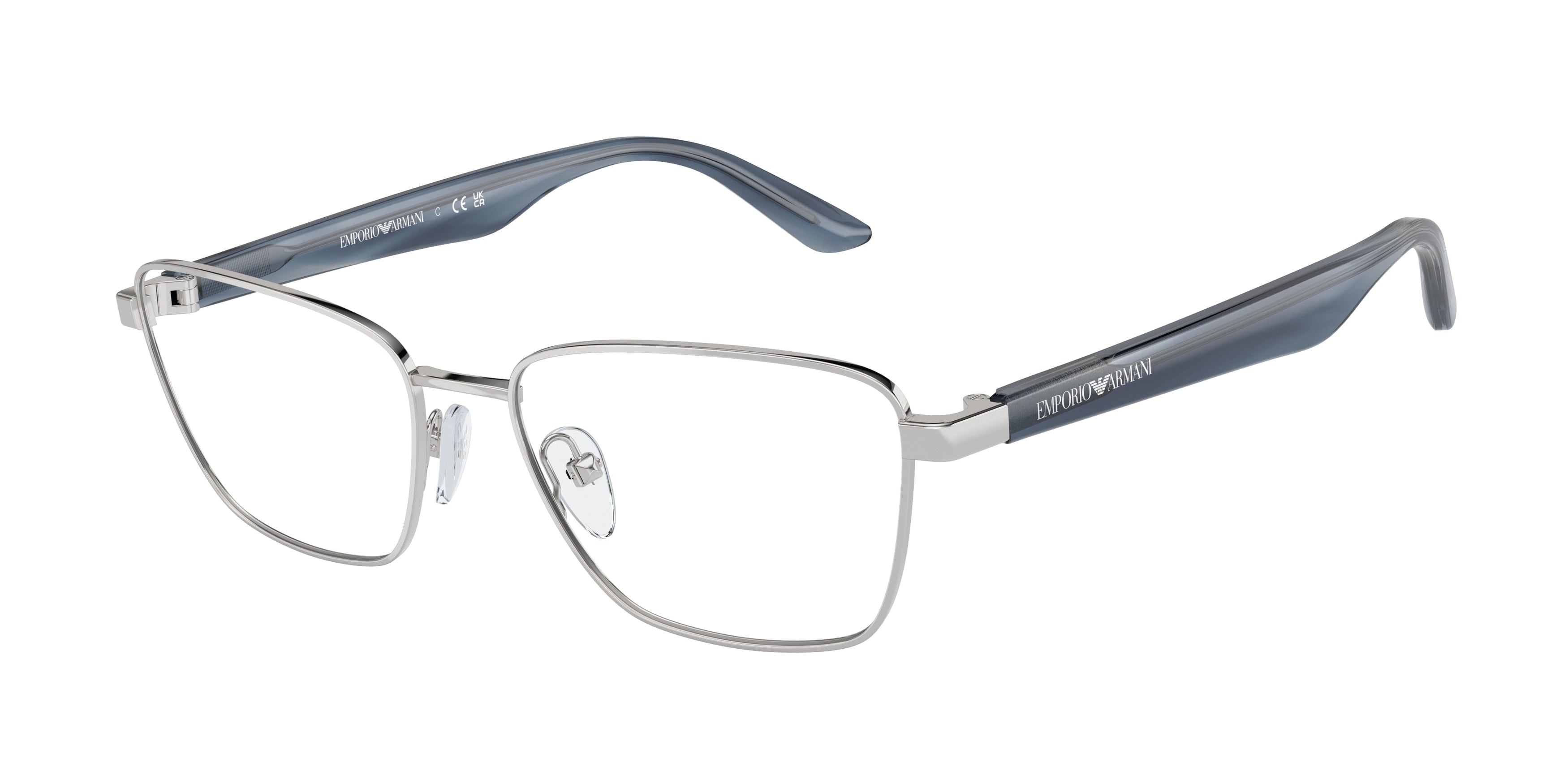 Emporio Armani EA1156 Irregular Eyeglasses 3015-Shiny Silver 52-140-16 - Color Map Silver