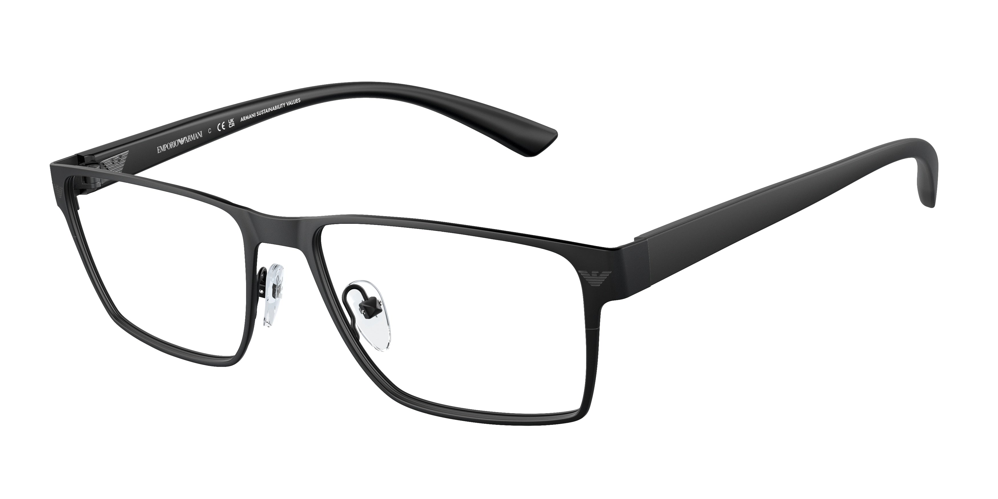 Emporio Armani EA1157 Rectangle Eyeglasses 3001-Matte Black 55-145-17 - Color Map Black
