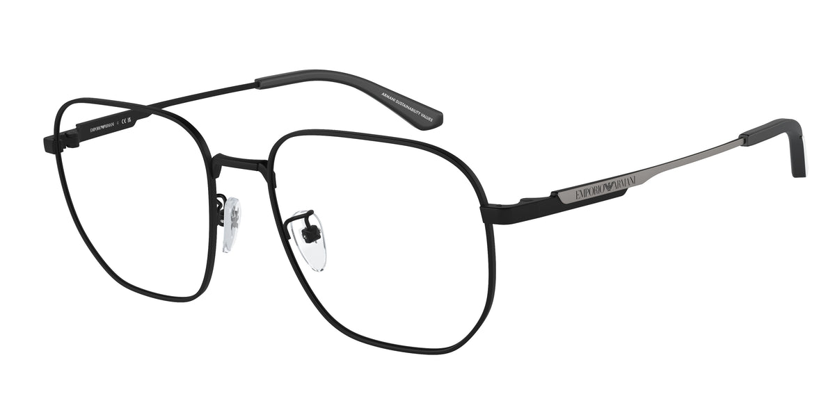 Emporio Armani EA1159D Pilot Eyeglasses 3001-Matte Black 54-145-18 - Color Map Black
