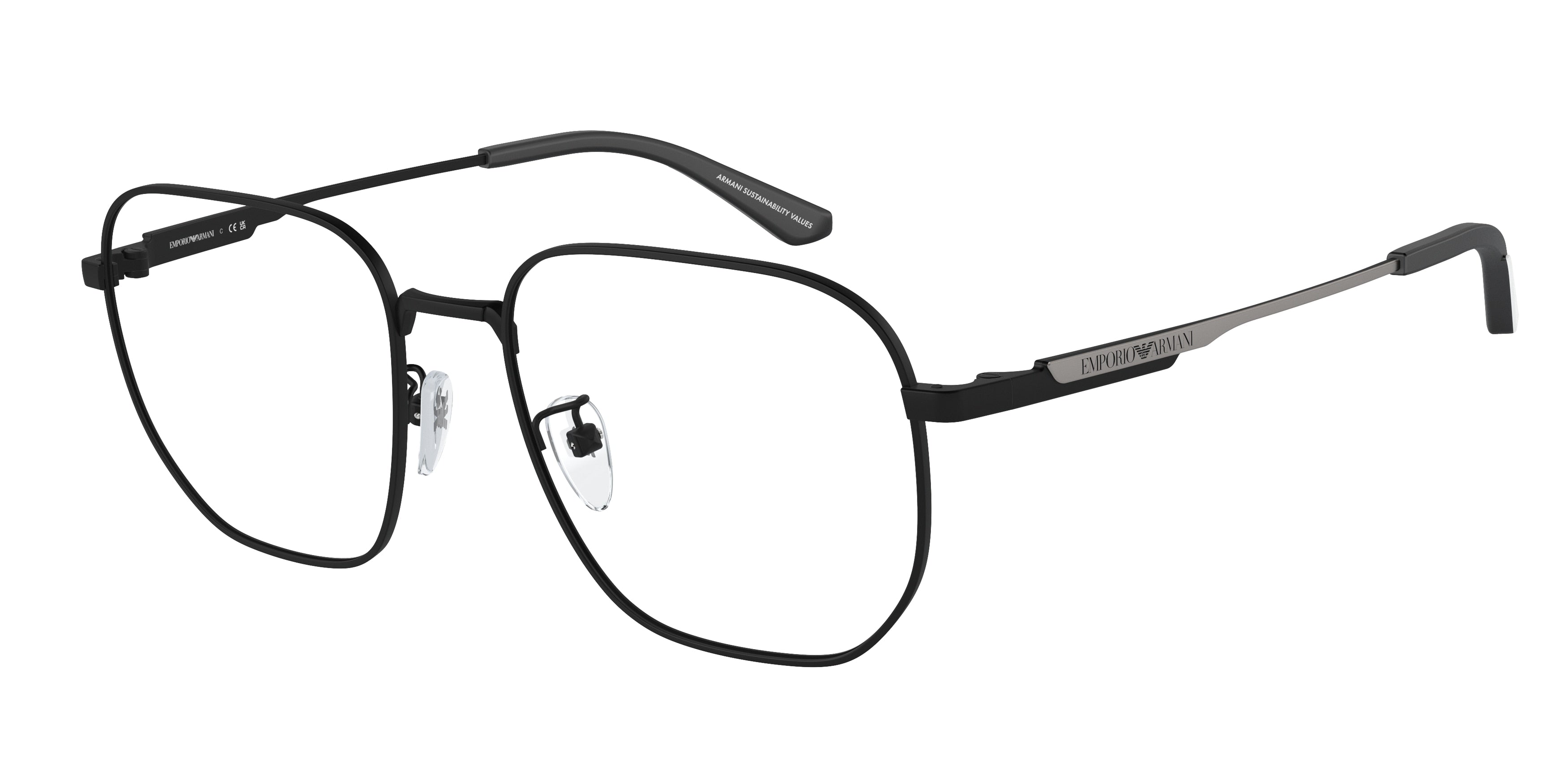 Emporio Armani EA1159D Pilot Eyeglasses 3001-Matte Black 54-145-18 - Color Map Black