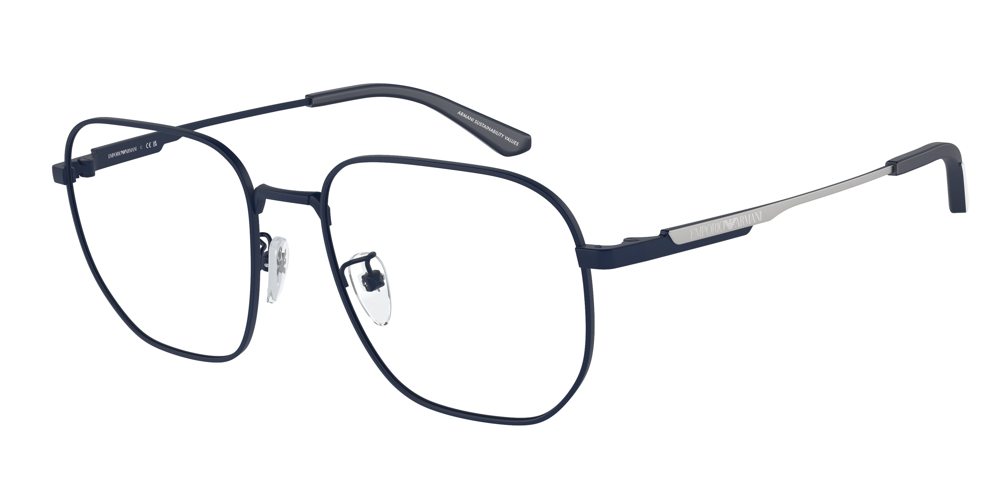 Emporio Armani EA1159D Pilot Eyeglasses 3018-Matte Blue 54-145-18 - Color Map Blue