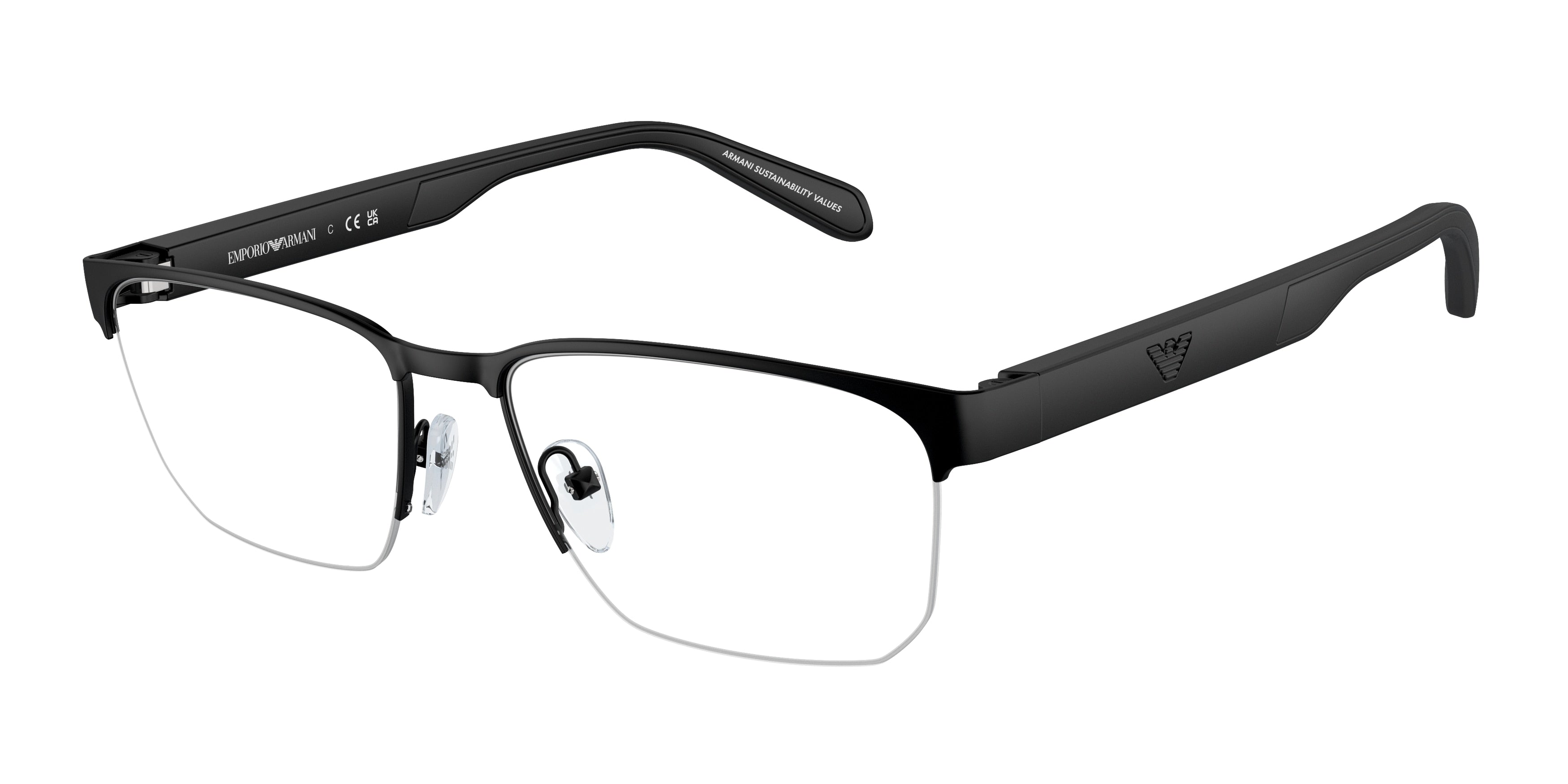 Emporio Armani EA1162 Irregular Eyeglasses 3001-Matte Black 56-145-17 - Color Map Black