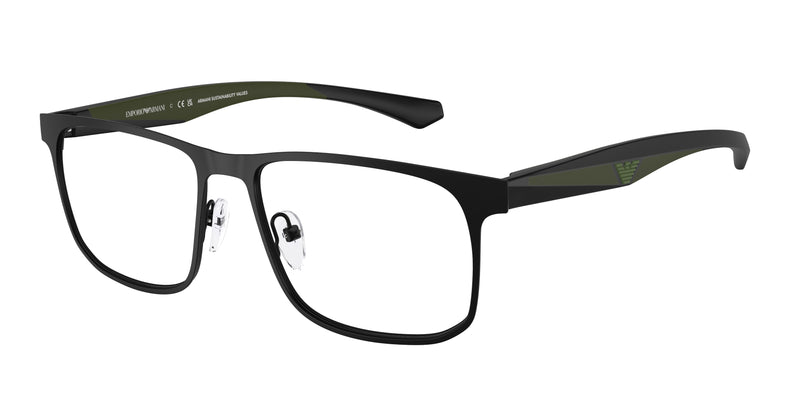 Emporio Armani EA1163 Square Eyeglasses 3001-Matte Black 55-145-17 - Color Map Black