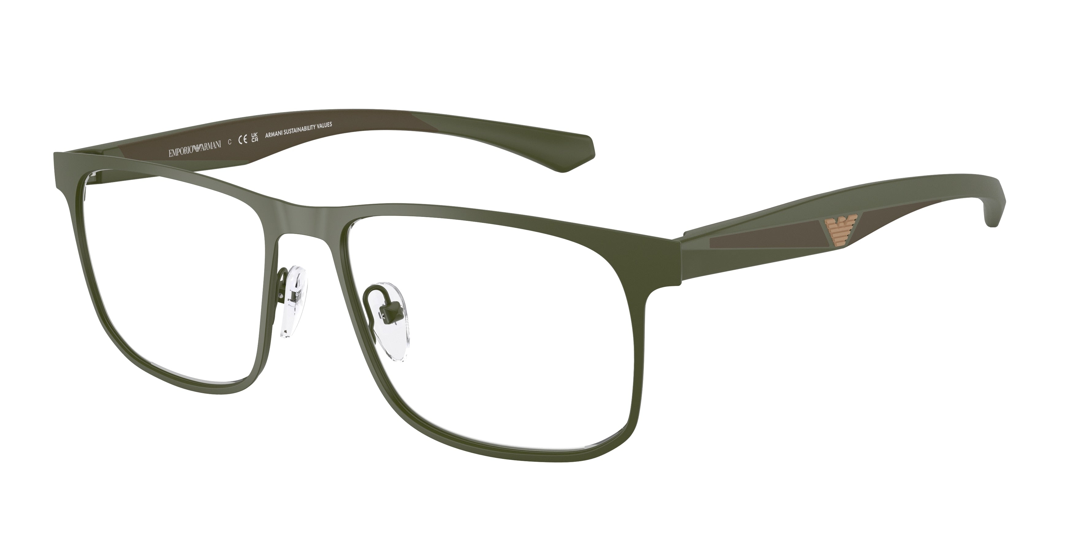 Emporio Armani EA1163 Square Eyeglasses 3388-Matte Green 55-145-17 - Color Map Green