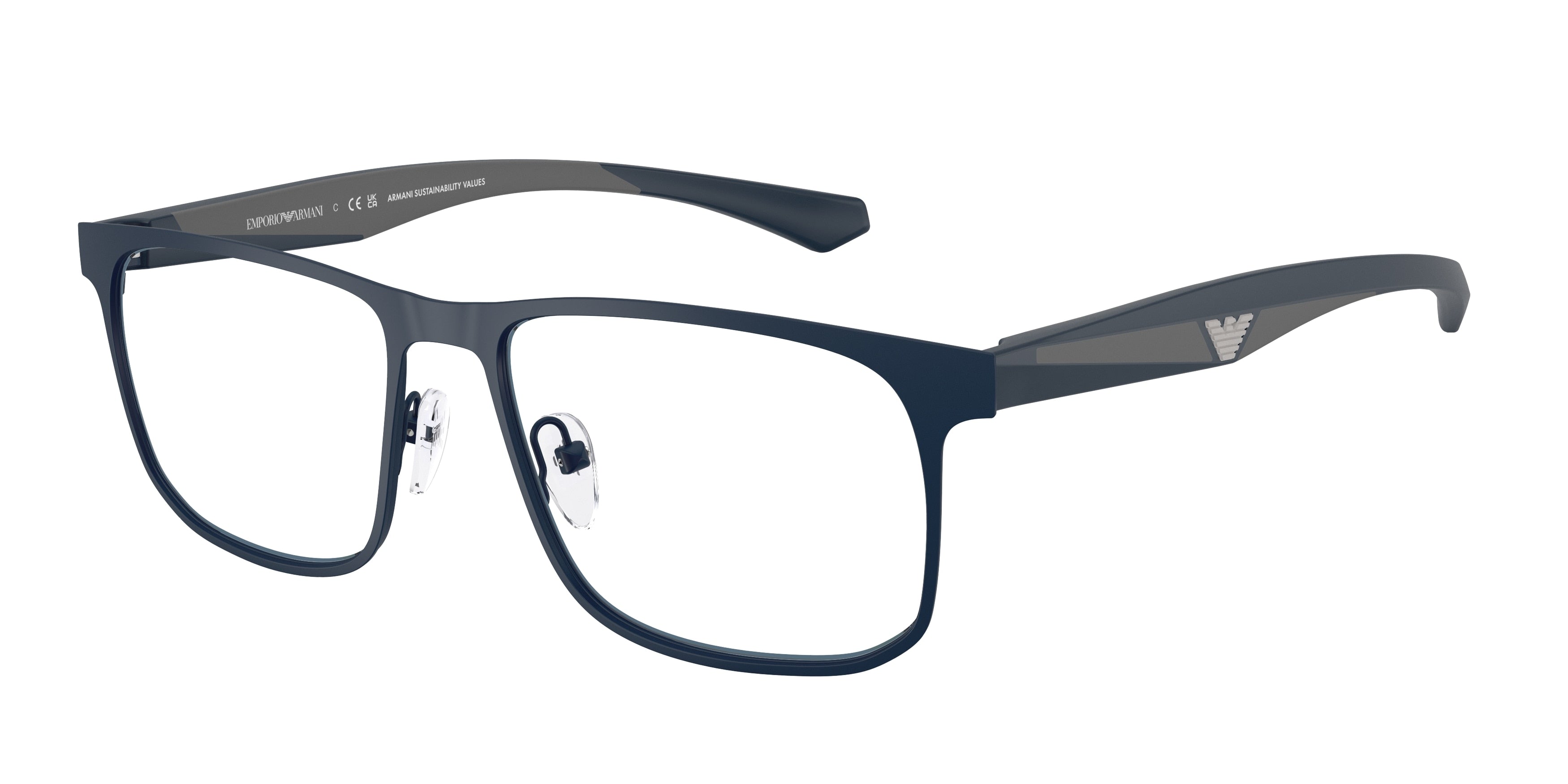 Emporio Armani EA1163 Square Eyeglasses 3389-Matte Blue 55-145-17 - Color Map Blue