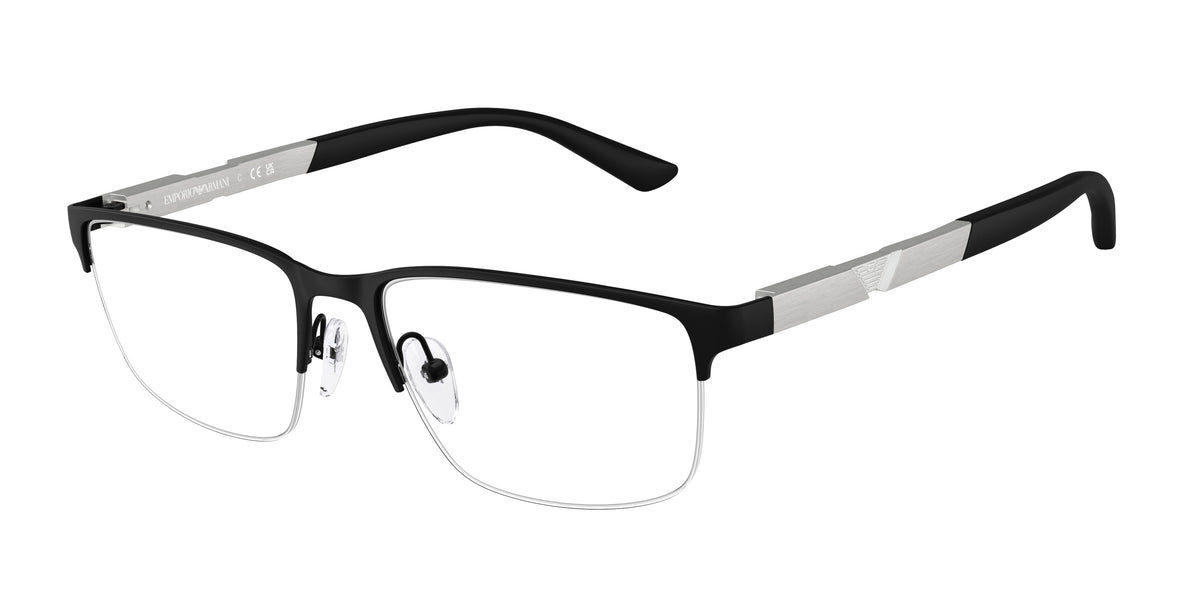 Emporio Armani EA1164 Rectangle Eyeglasses 3001-Matte Black 56-145-17 - Color Map Black