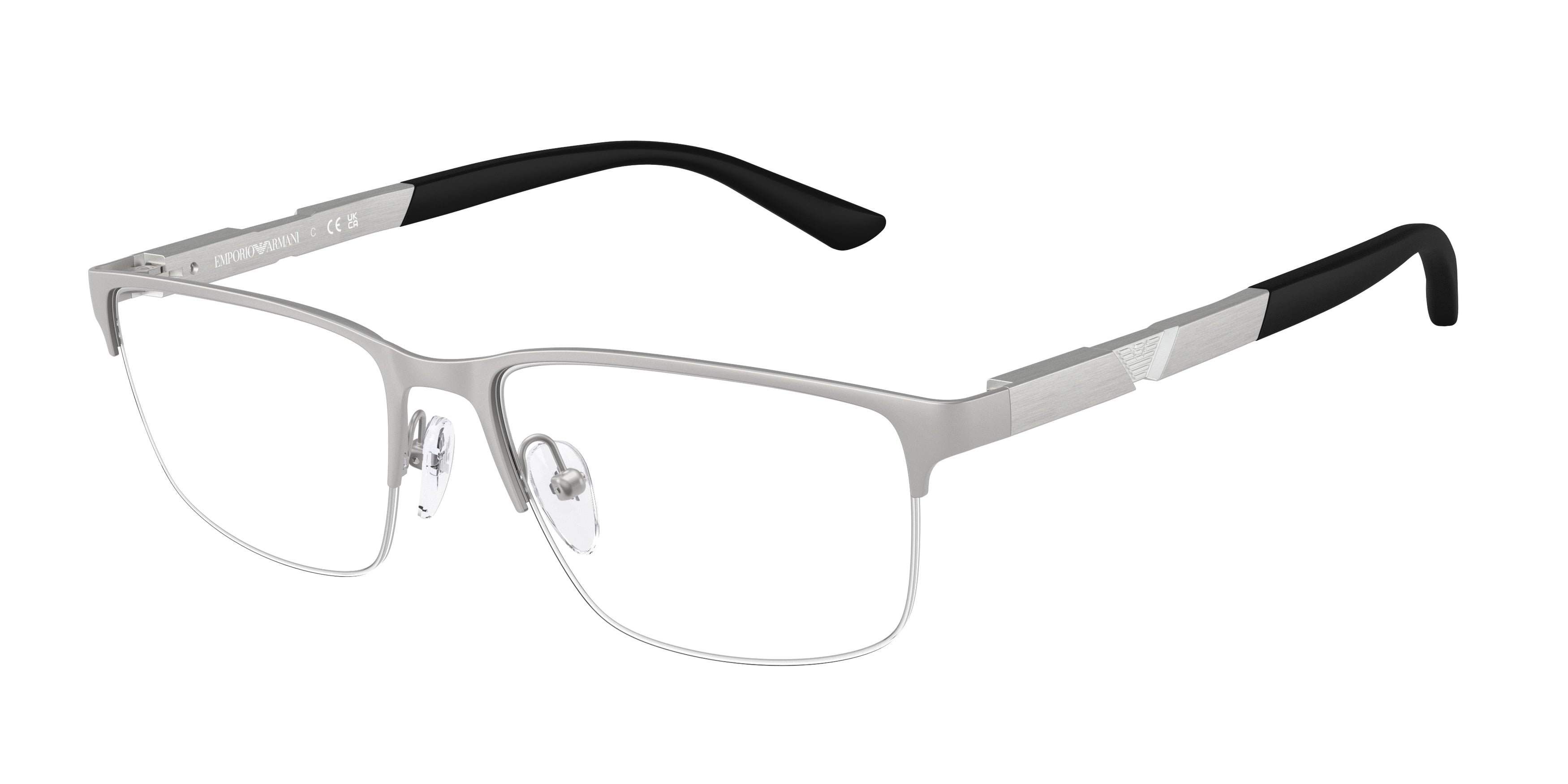 Emporio Armani EA1164 Rectangle Eyeglasses 3045-Matte Silver 56-145-17 - Color Map Silver