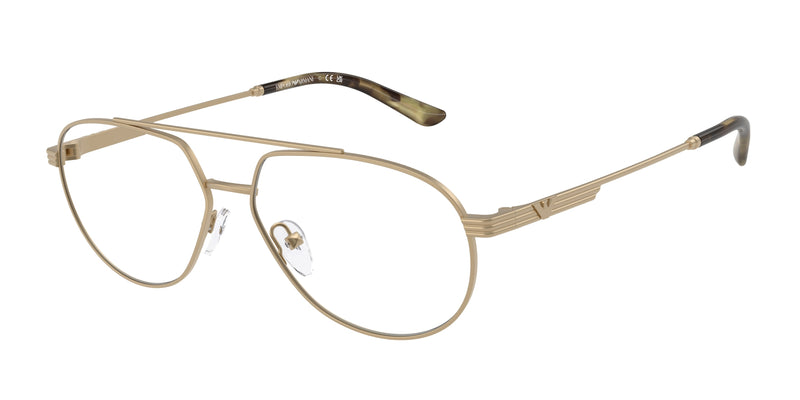 Emporio Armani EA1165 Pilot Eyeglasses 3002-Matte Pale Gold 56-145-14 - Color Map Gold