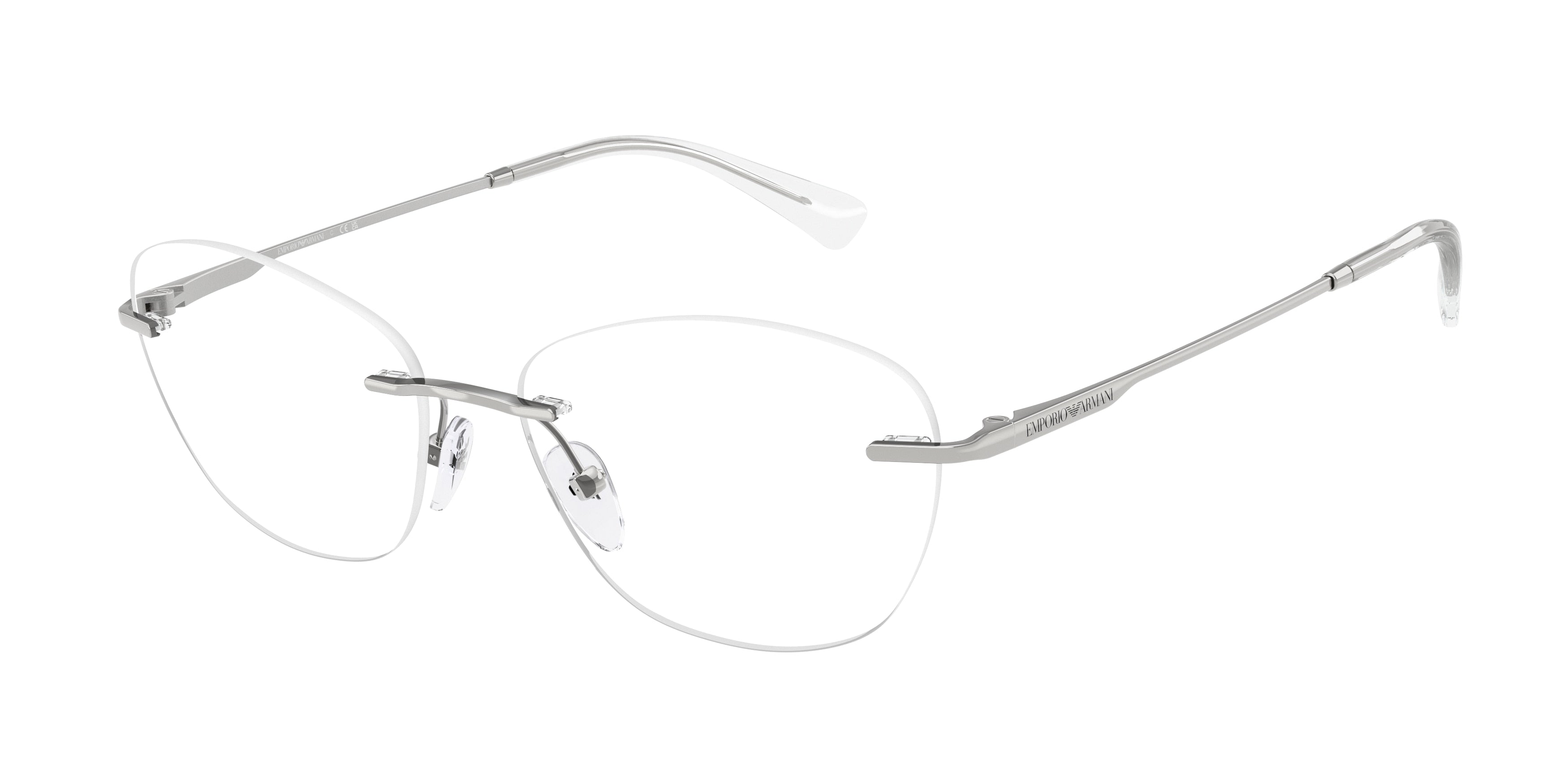 Emporio Armani EA1167 Phantos Eyeglasses 3015-Shiny Silver 55-140-16 - Color Map Silver