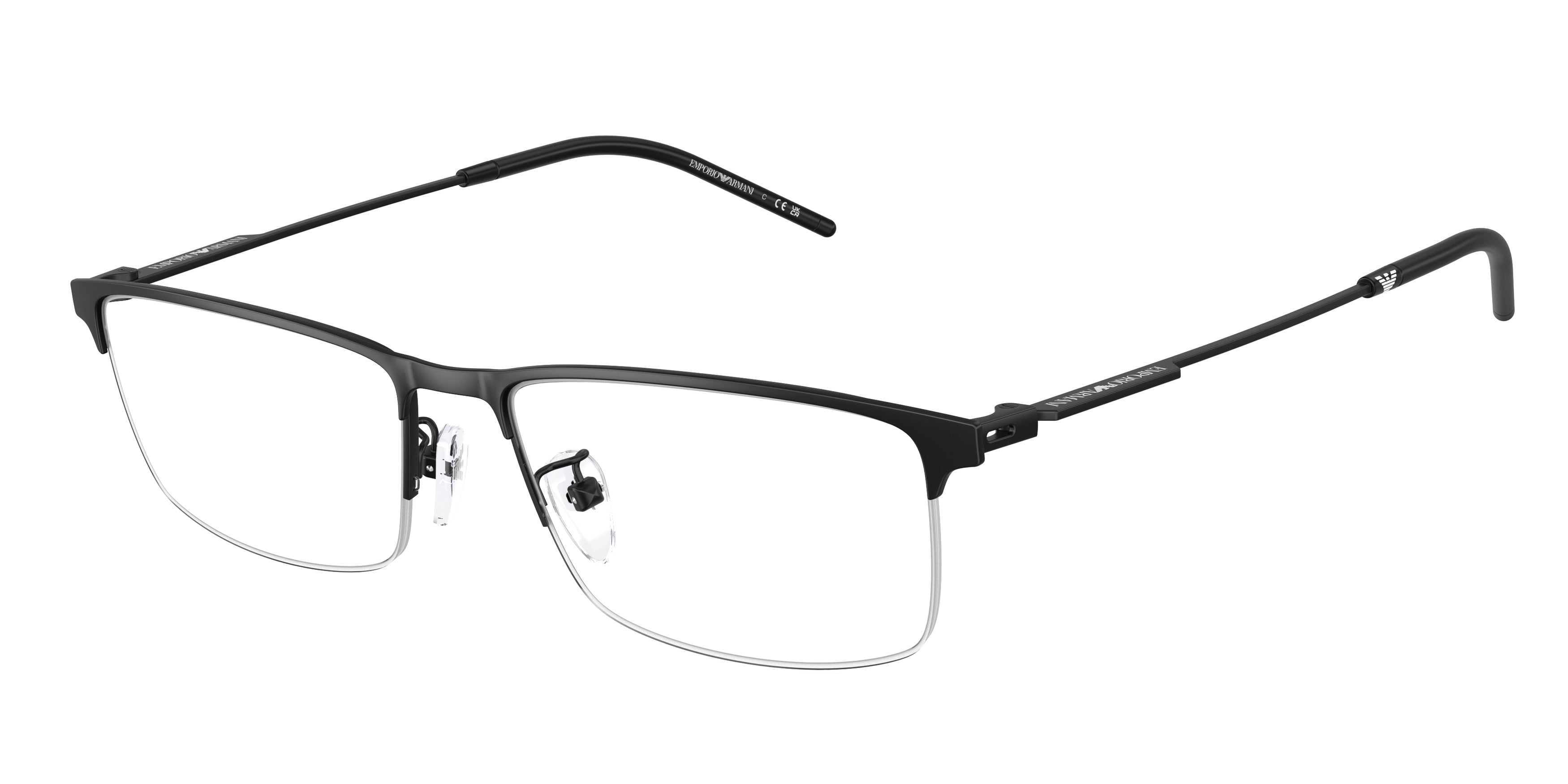 Emporio Armani EA1168D Rectangle Eyeglasses 3001-Matte Black 56-145-17 - Color Map Black