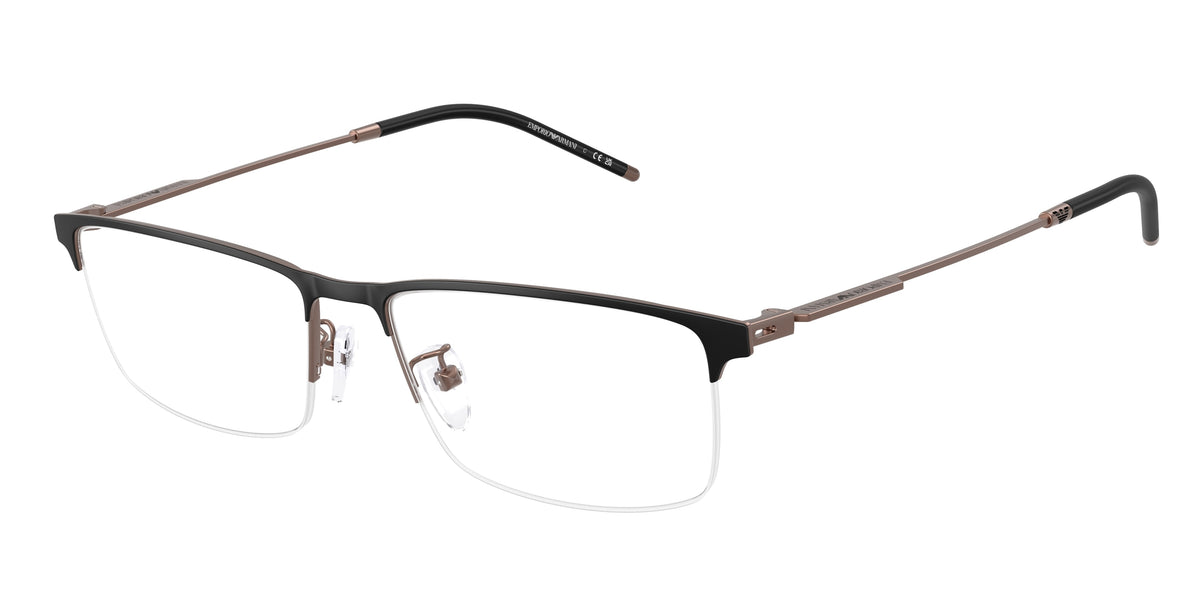 Emporio Armani EA1168D Rectangle Eyeglasses 3006-Matte Black 56-145-17 - Color Map Black