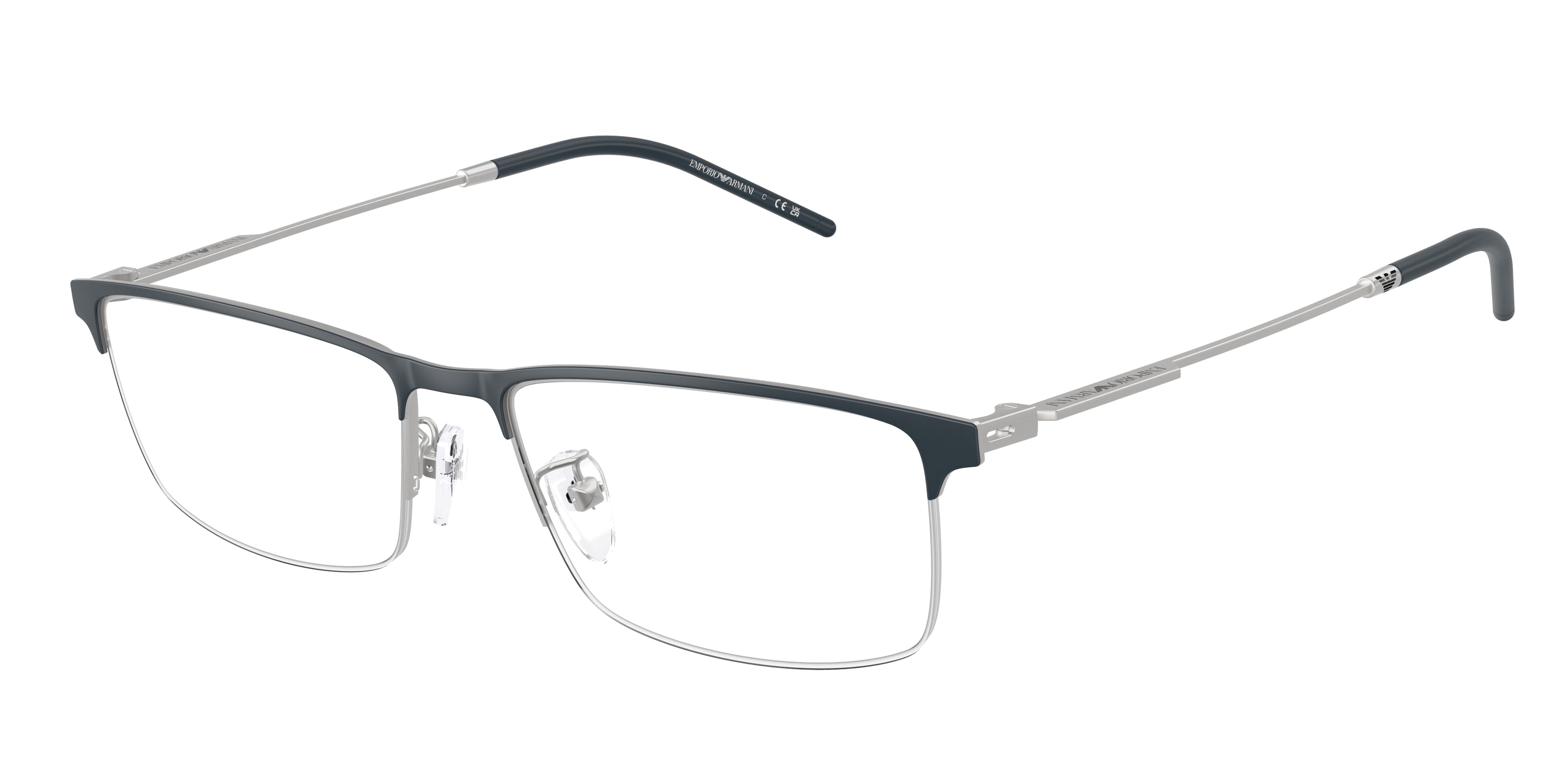 Emporio Armani EA1168D Rectangle Eyeglasses 3042-Matte Dark Blue 56-145-17 - Color Map Blue