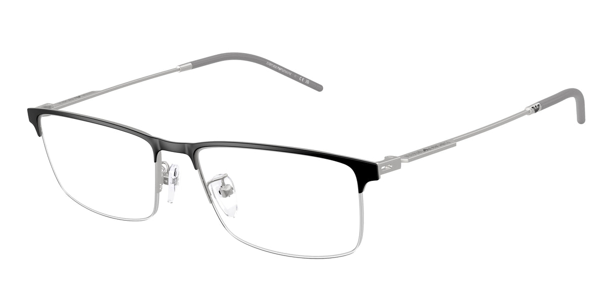 Emporio Armani EA1168D Rectangle Eyeglasses 3061-Matte Black/Silver 56-145-17 - Color Map Black