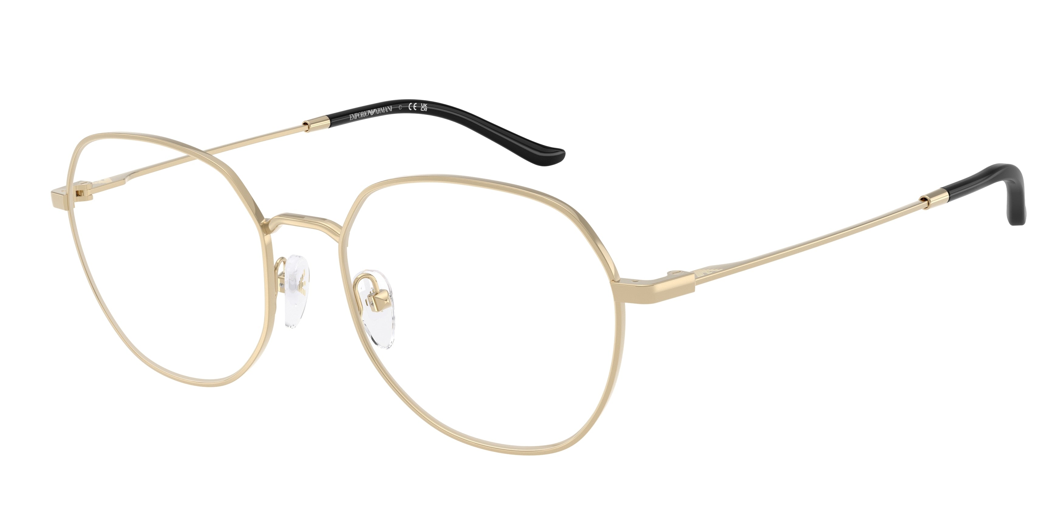 Emporio Armani EA1174D Round Eyeglasses 3013-Shiny Pale Gold 54-145-18 - Color Map Gold