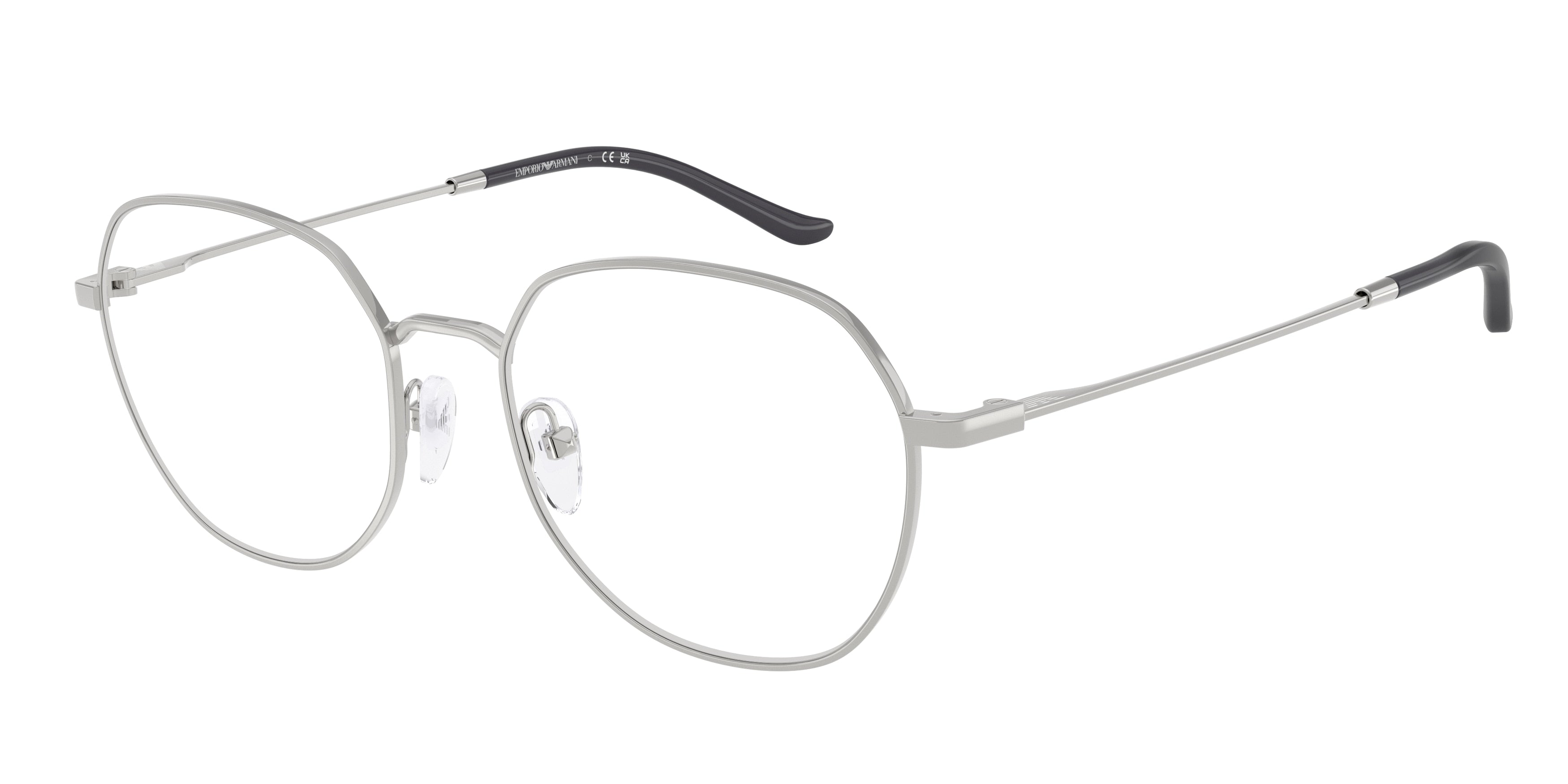Emporio Armani EA1174D Round Eyeglasses 3015-Shiny Silver 54-145-18 - Color Map Silver