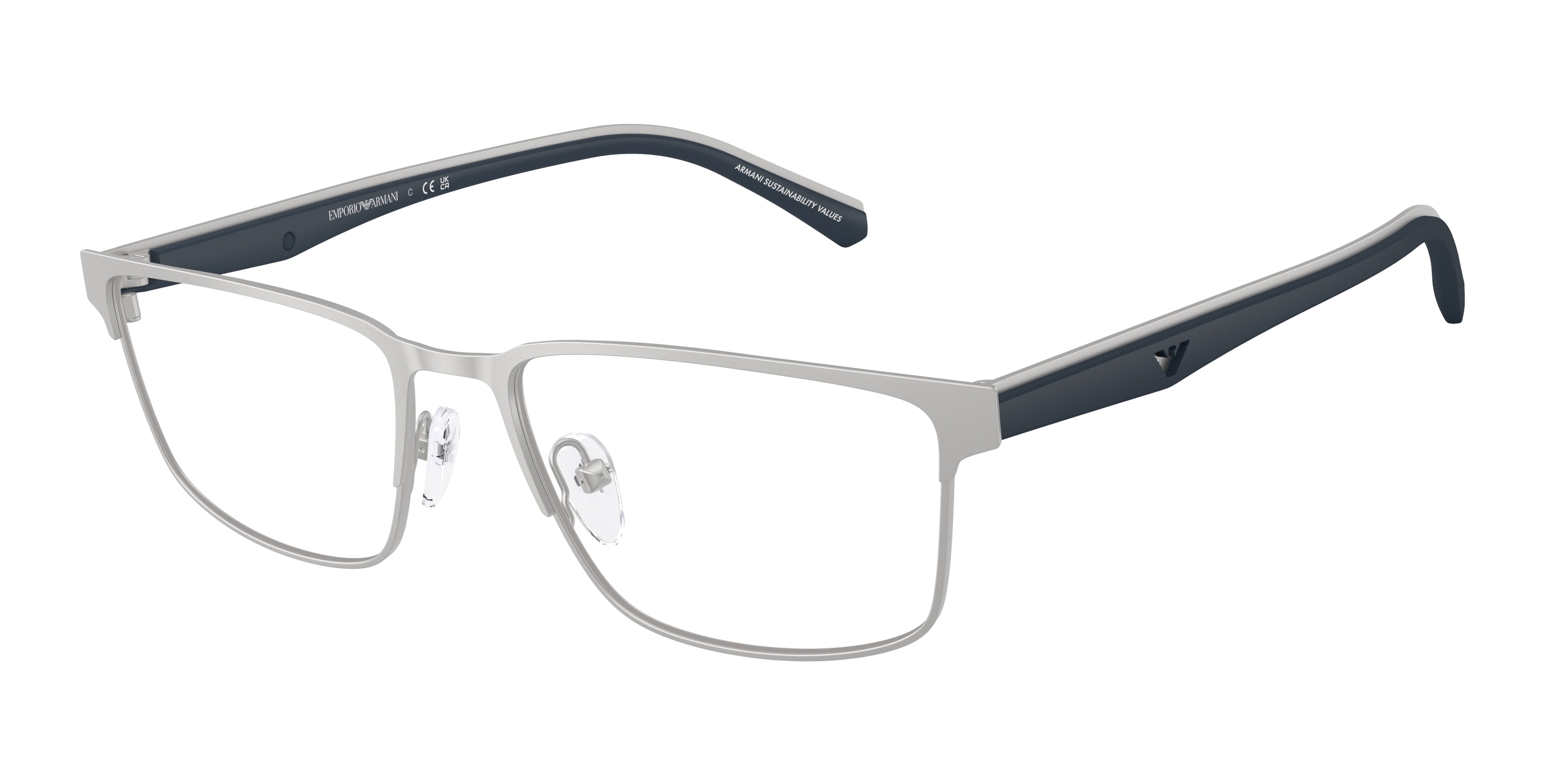 Emporio Armani EA1175 Rectangle Eyeglasses  3015-Matte Silver 56-145-18 - Color Map Silver