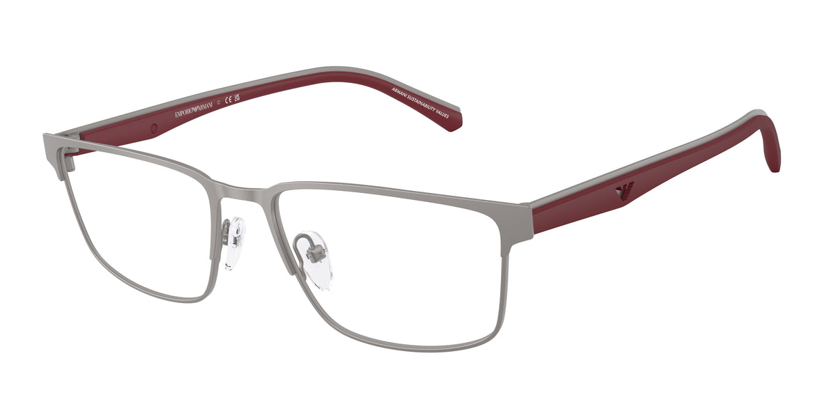 Emporio Armani EA1175 Rectangle Eyeglasses 3032-Matte Gunmetal 56-145-18 - Color Map Grey