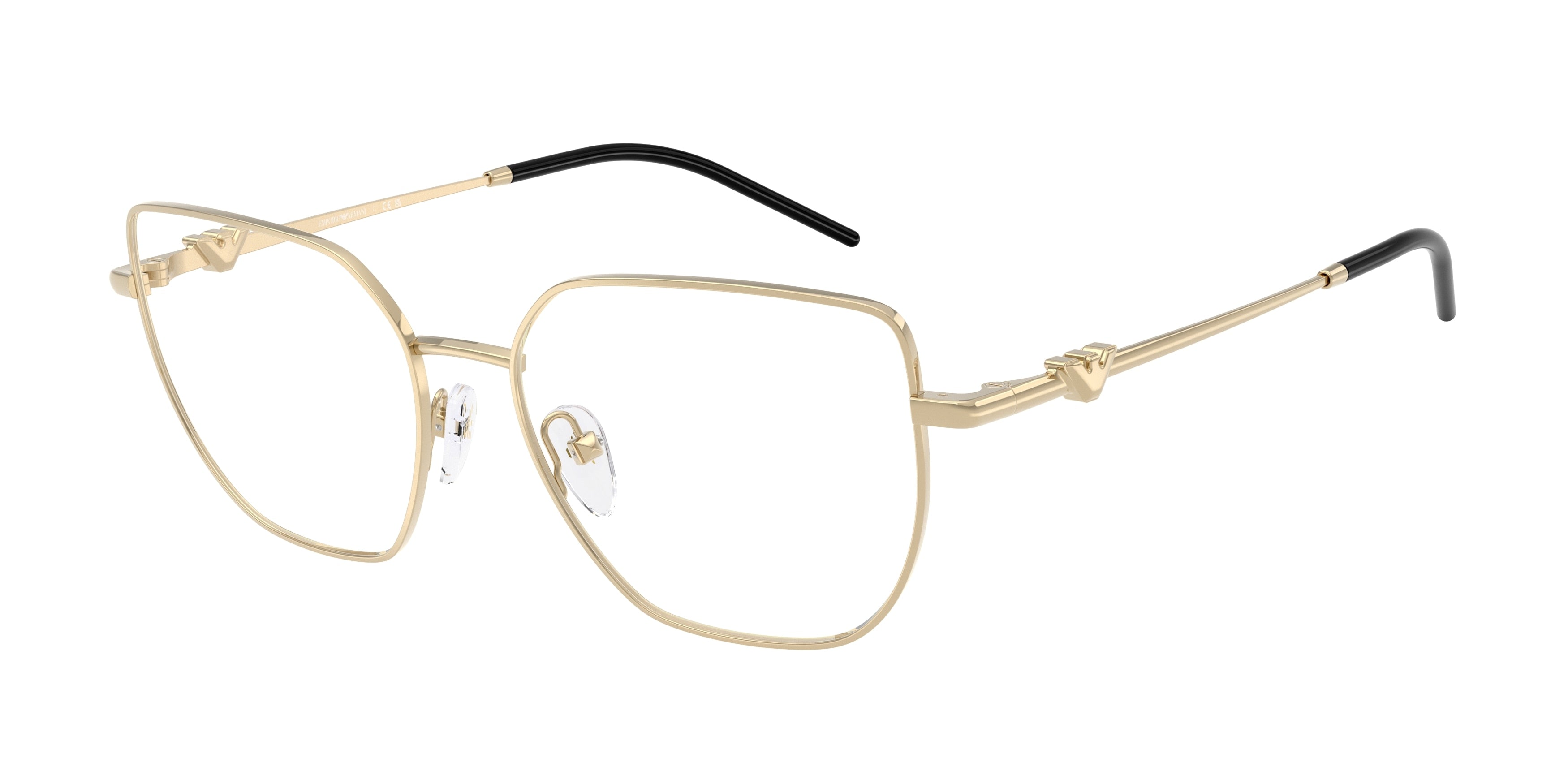 Emporio Armani EA1176 Irregular Eyeglasses  3013-Shiny Pale Gold 53-140-16 - Color Map Gold