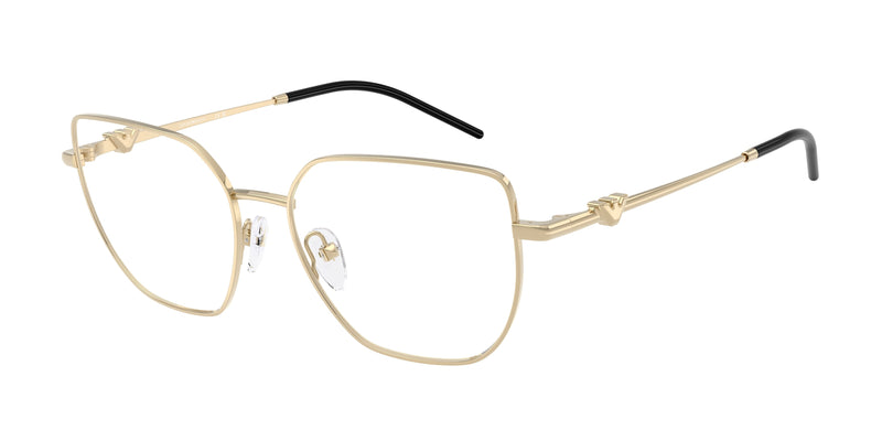 Emporio Armani EA1176 Irregular Eyeglasses 3013-Shiny Pale Gold 53-140-16 - Color Map Gold