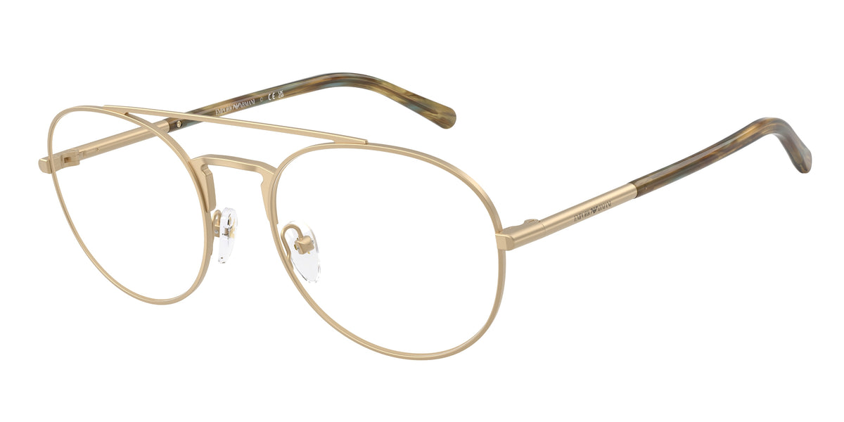 Emporio Armani EA1178 Pilot Eyeglasses 3422-Matte Pale Gold 55-145-20 - Color Map Gold