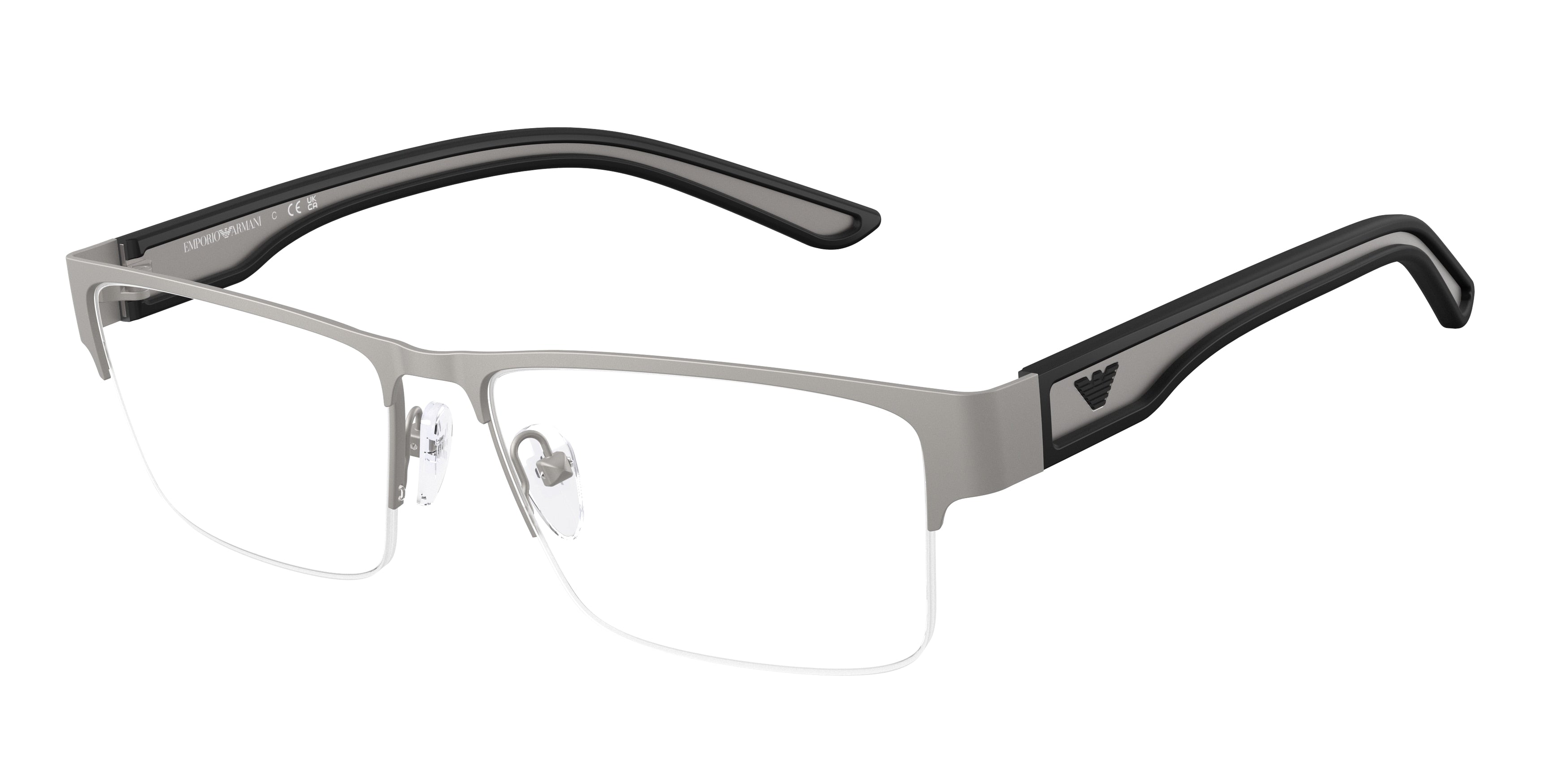 Emporio Armani EA1182 Rectangle Eyeglasses 3003-Rubber Gunmetal 57-145-16 - Color Map Grey