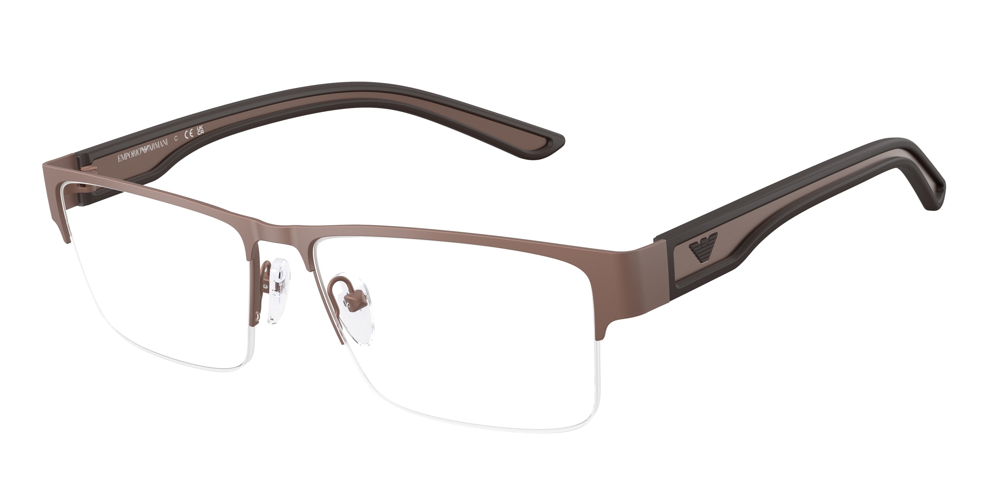 Emporio Armani EA1182 Rectangle Eyeglasses 3006-Rubber Bronze 57-145-16 - Color Map Brown