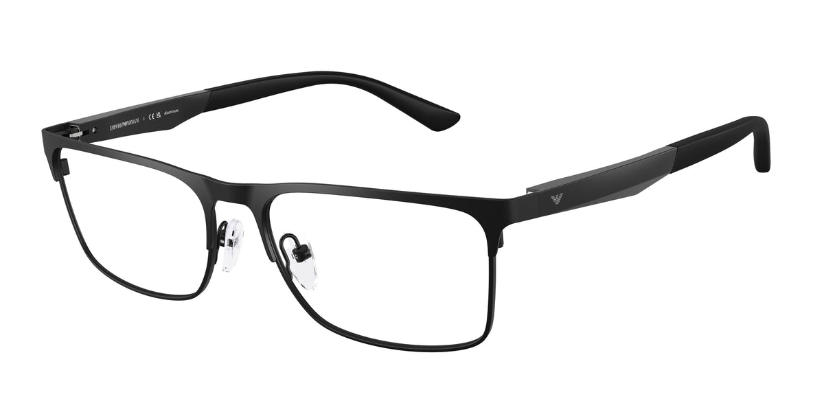 Emporio Armani EA1183 Rectangle Eyeglasses 3001-Matte Black 56-145-17 - Color Map Black