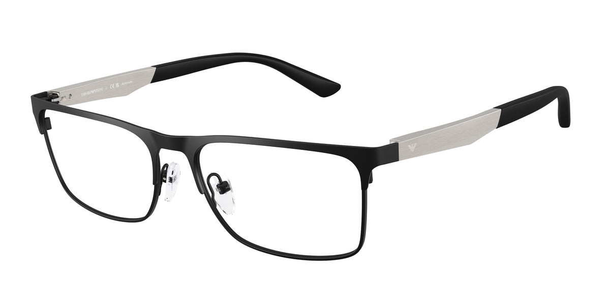 Emporio Armani EA1183 Rectangle Eyeglasses 3431-Matte Black 56-145-17 - Color Map Black