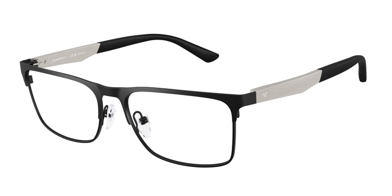 Emporio Armani EA1183 Rectangle Eyeglasses 3431-Matte Black 56-145-17 - Color Map Black