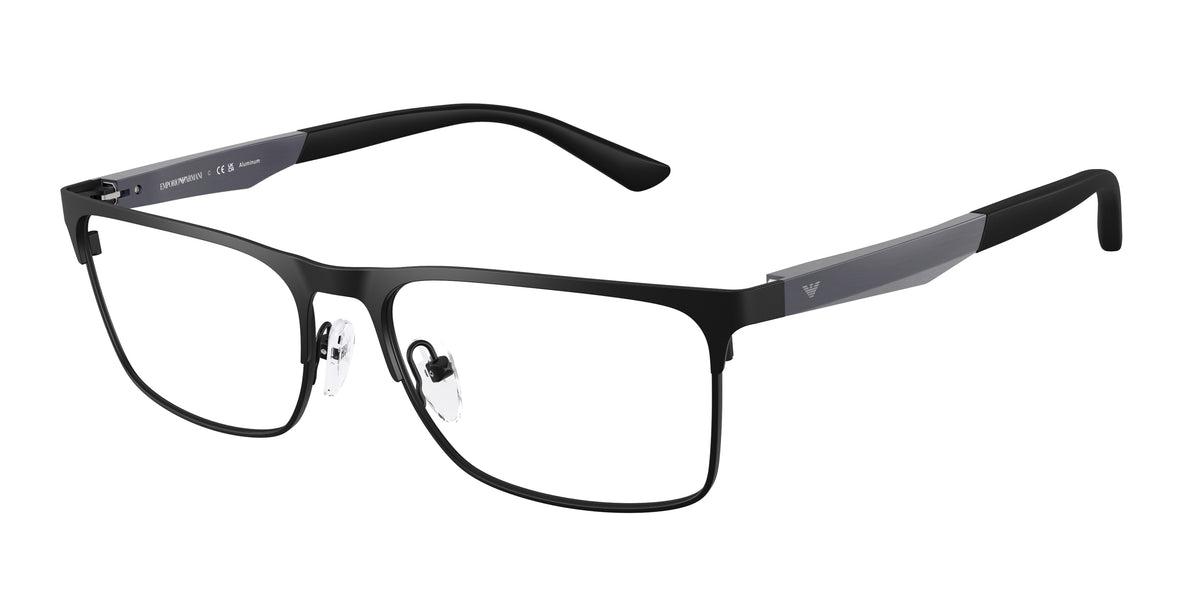 Emporio Armani EA1183 Rectangle Eyeglasses 3432-Matte Black 56-145-17 - Color Map Black