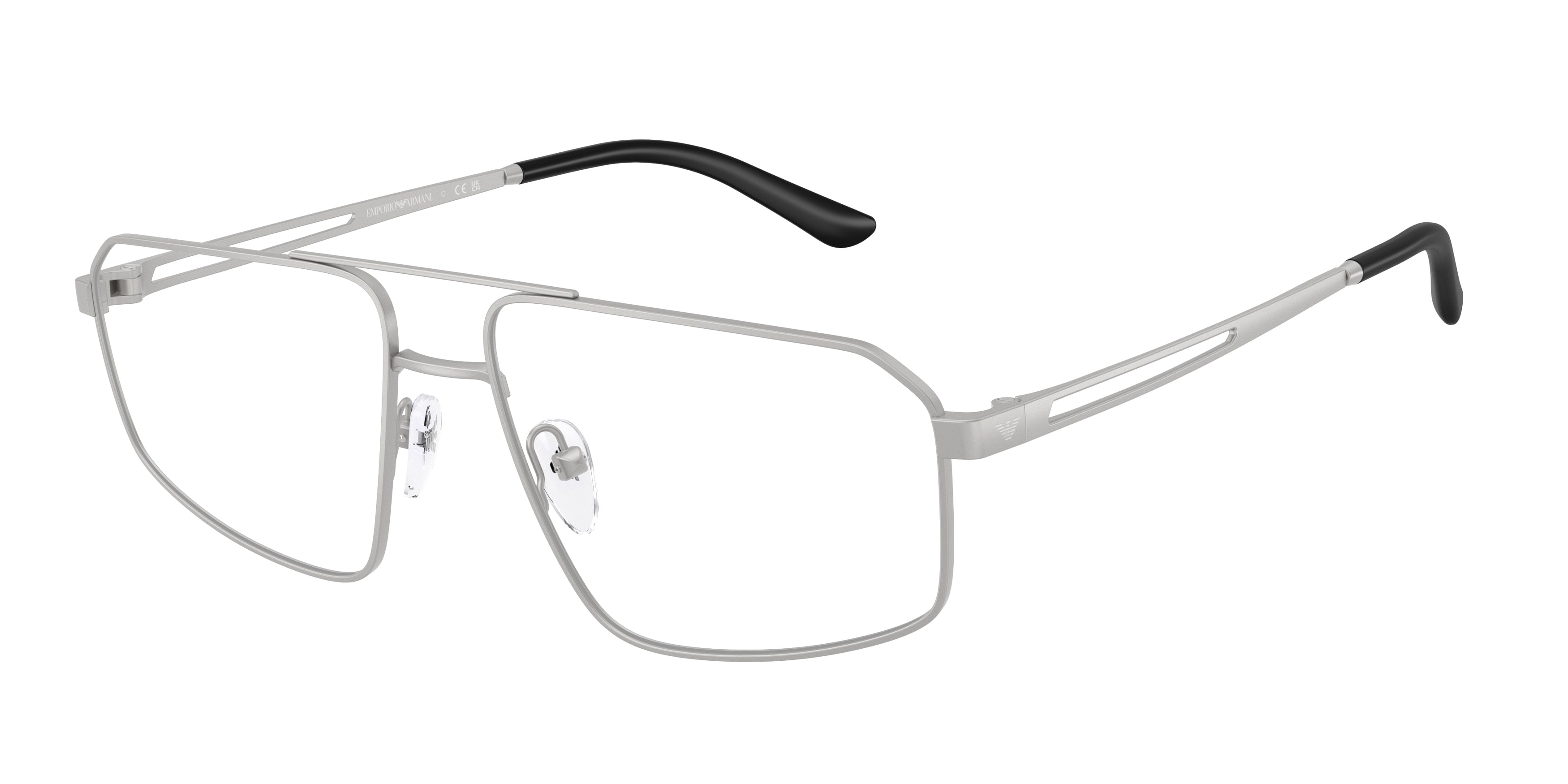 Emporio Armani EA1184 Pilot Eyeglasses 3045-Matte Silver 58-145-16 - Color Map Silver