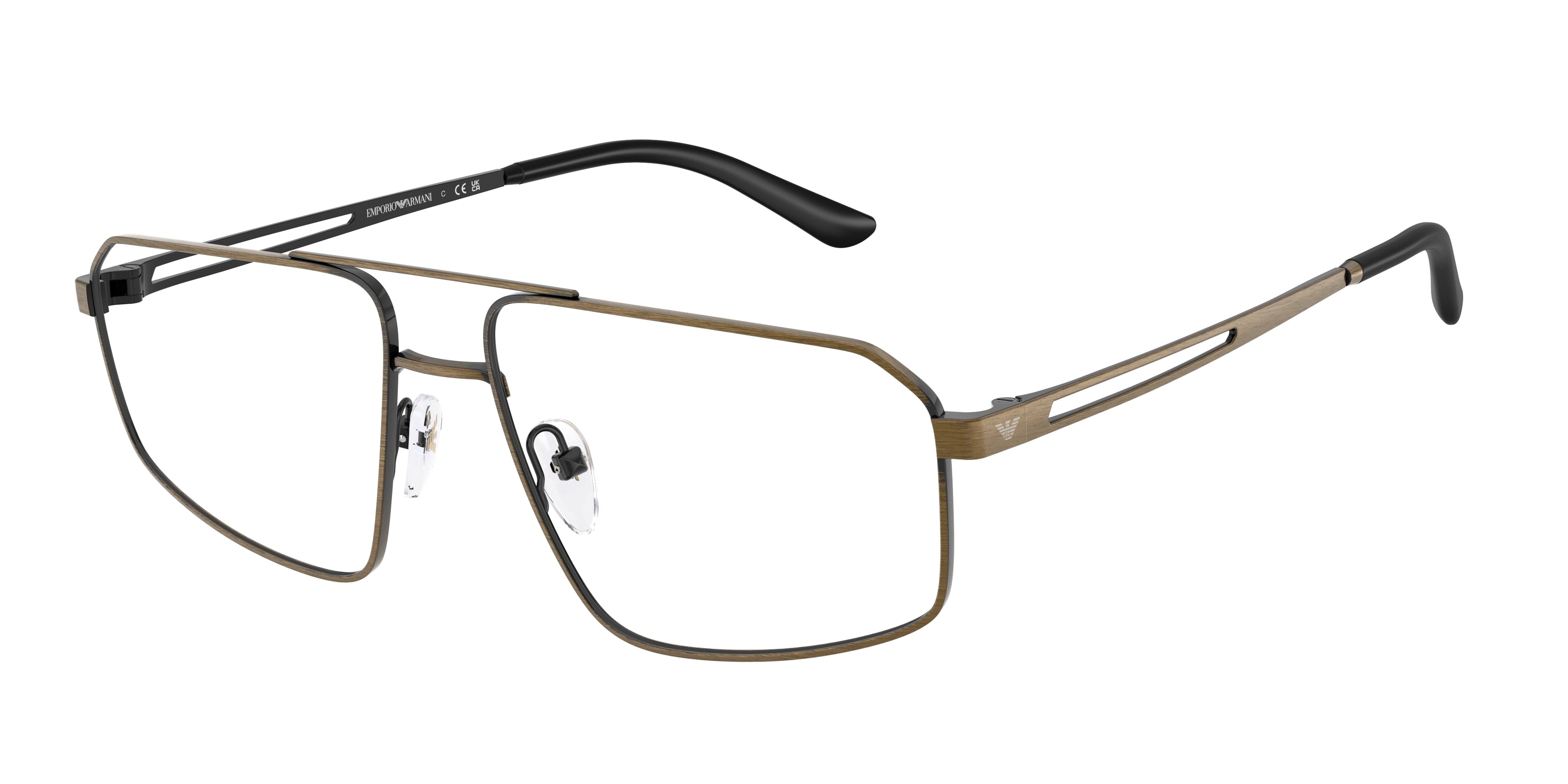 Emporio Armani EA1184 Pilot Eyeglasses 3270-Brushed Antique Gold 58-145-16 - Color Map Gold