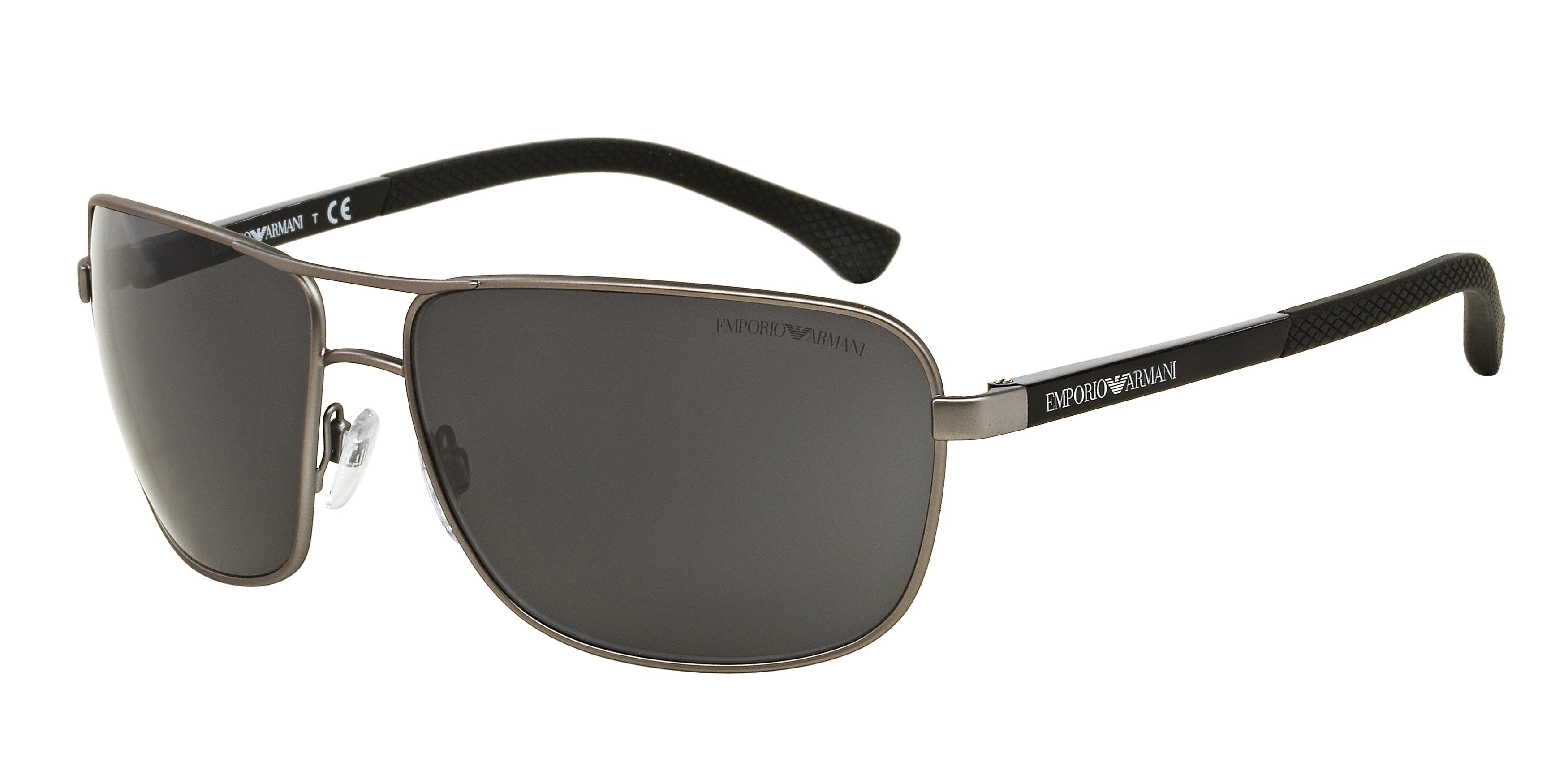 Emporio Armani EA2033 Rectangle Sunglasses 313087-Rubber Gunmetal 64-130-15 - Color Map Grey