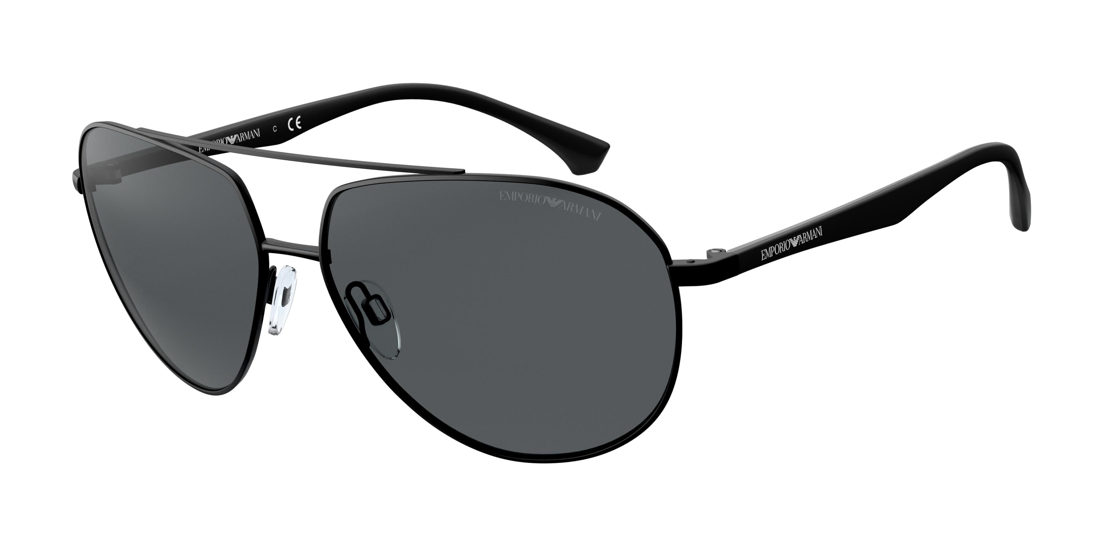 Emporio Armani EA2096 Pilot Sunglasses  300187-Matte Black 60-140-14 - Color Map Black