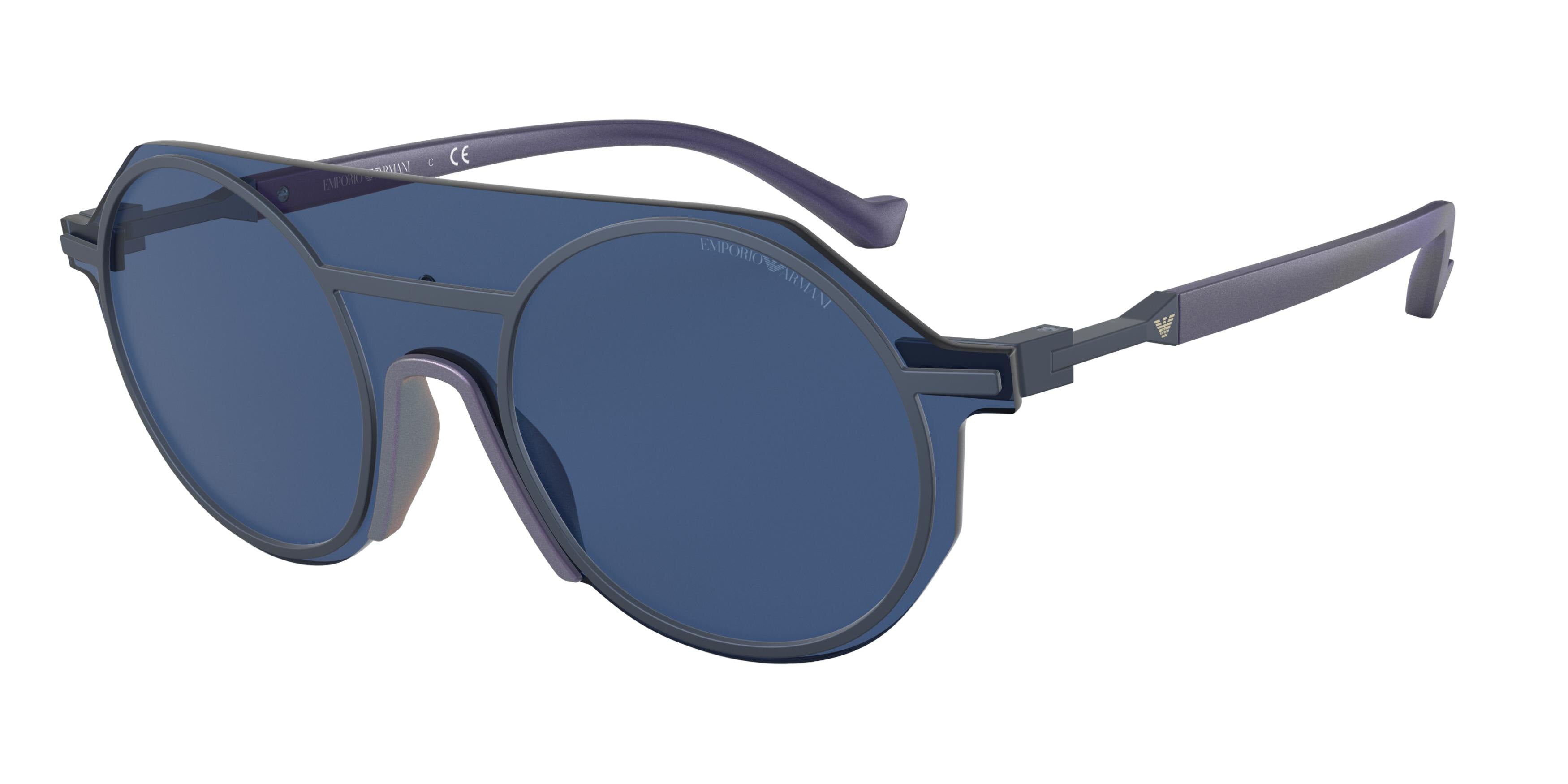 Emporio Armani EA2102 Rectangle Sunglasses 331280-Matte Blue 48-137-148 - Color Map Blue