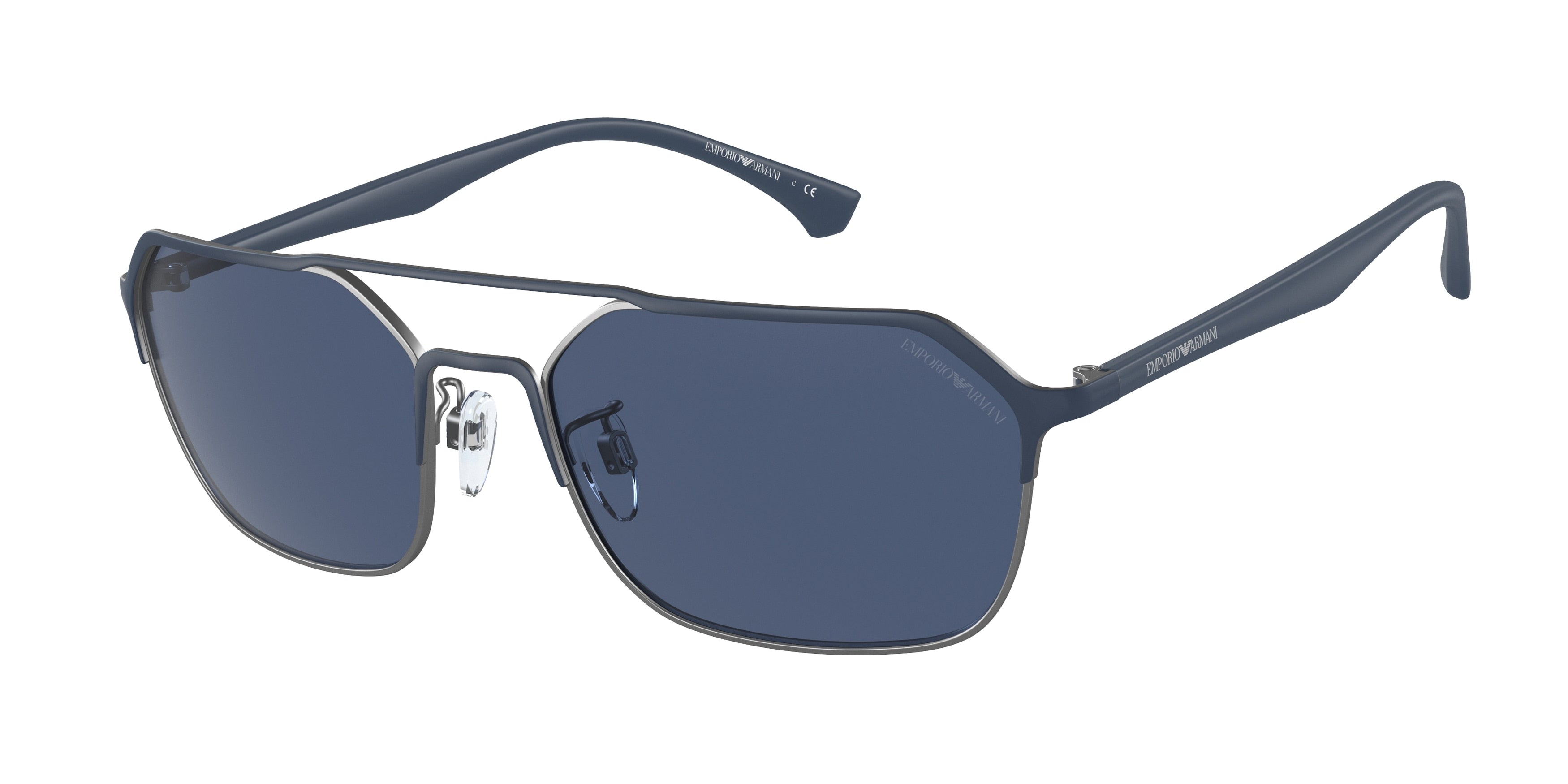 Emporio Armani EA2119 Rectangle Sunglasses 325080-Matte Blue/Gunmetal 57-145-18 - Color Map Blue