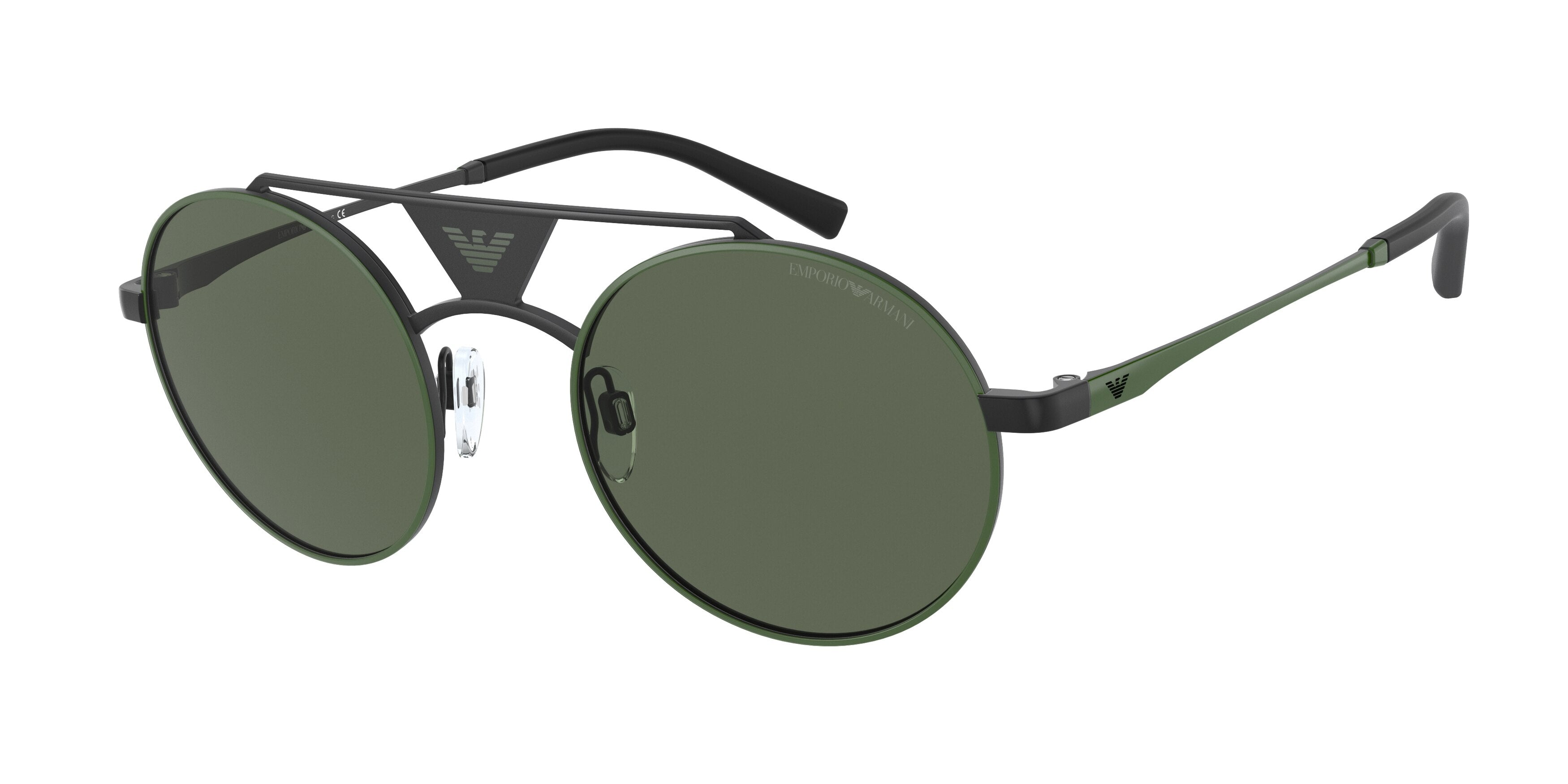 Emporio Armani EA2120 Round Sunglasses  312071-Matte Black/Green 51-145-22 - Color Map Black